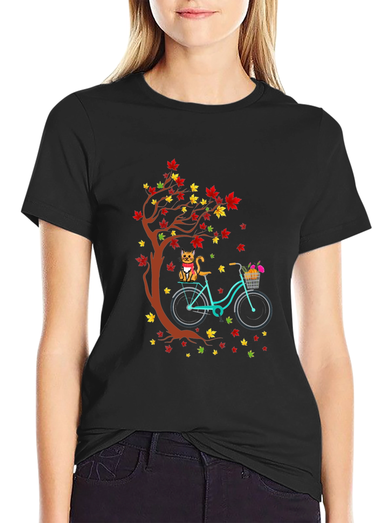 Cat & Bike Autumn T-Shirt