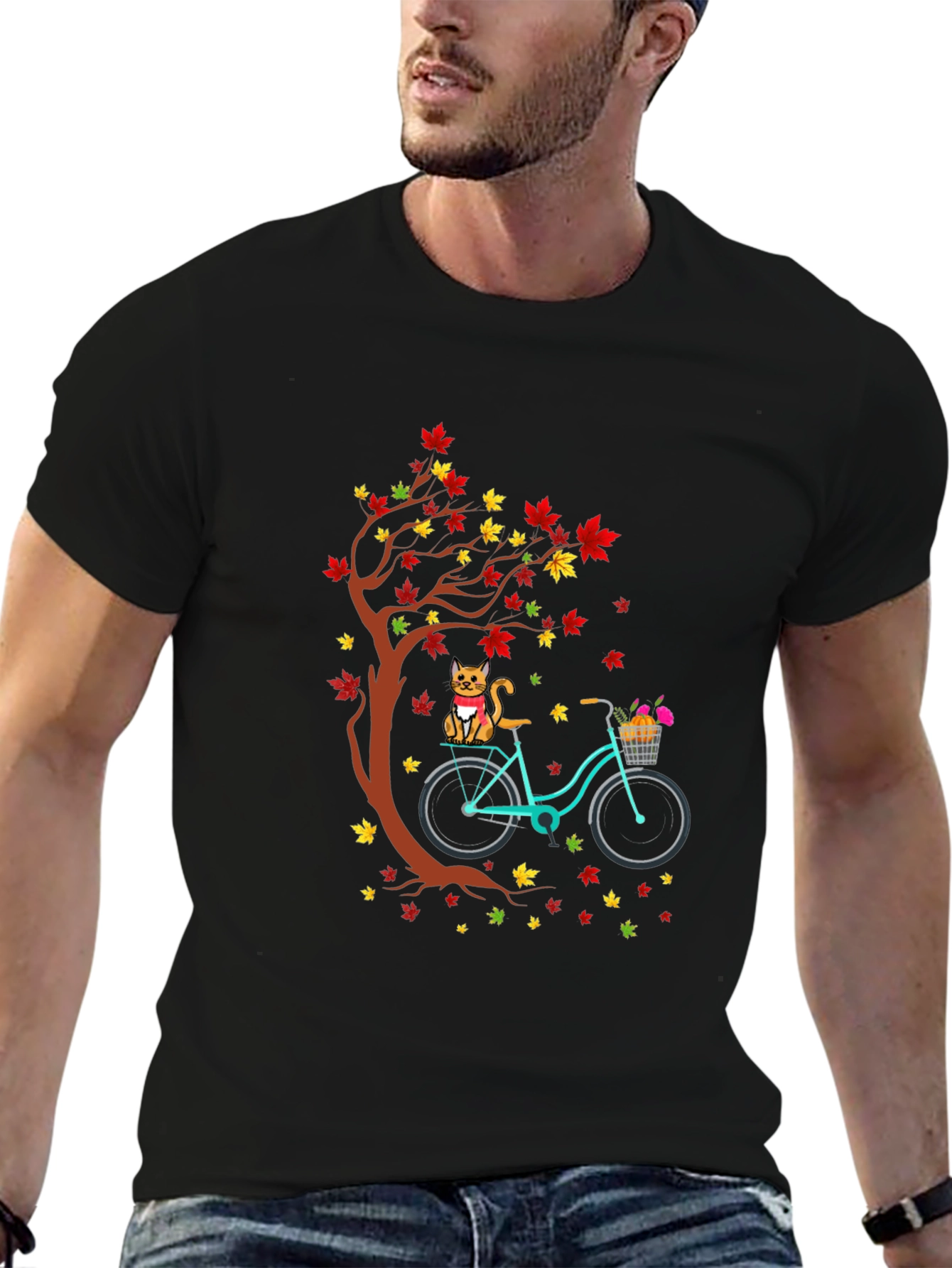 Cat & Bike Autumn T-Shirt