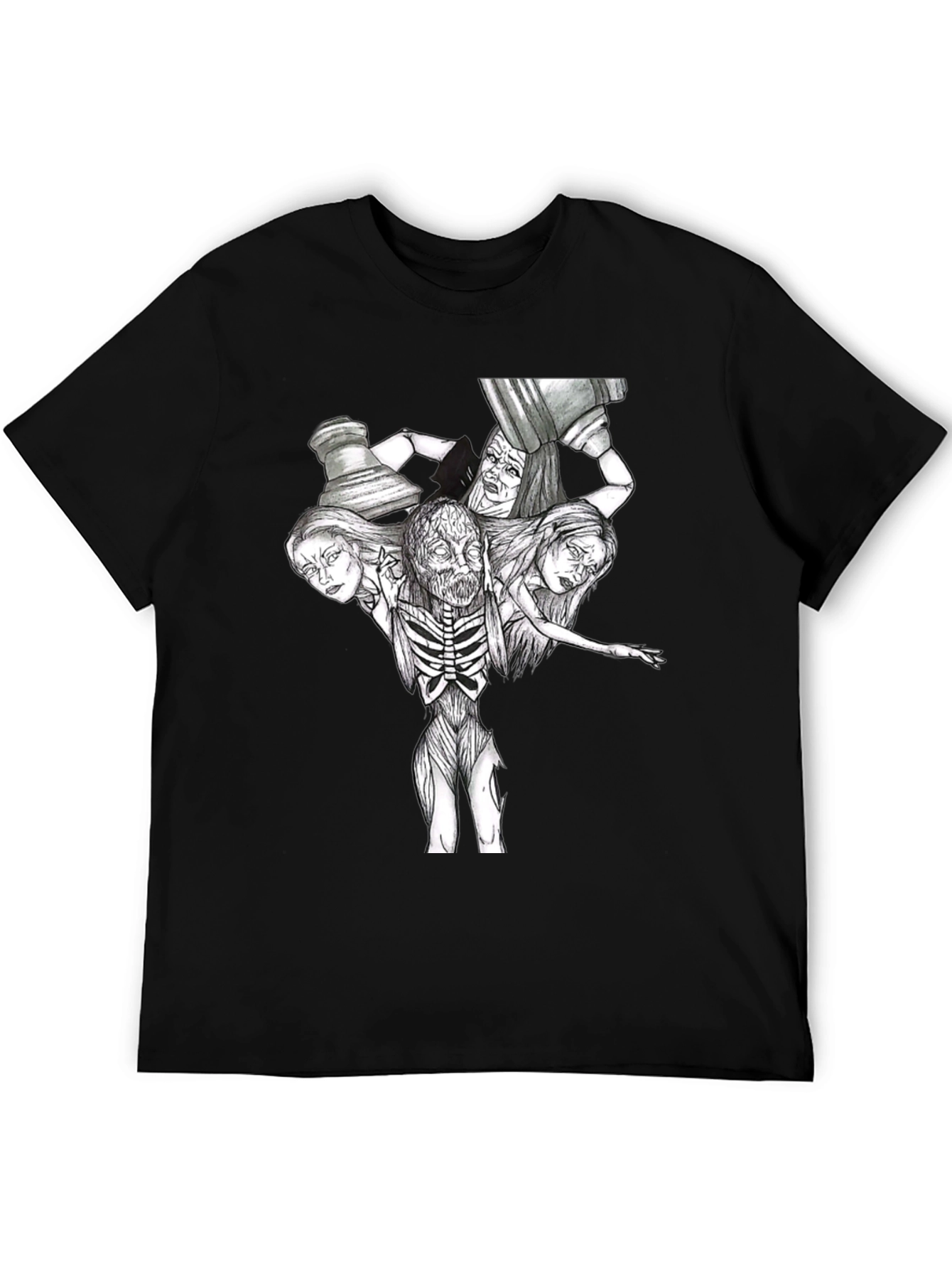 Creepy Horror Graphic T-Shirt - Black
