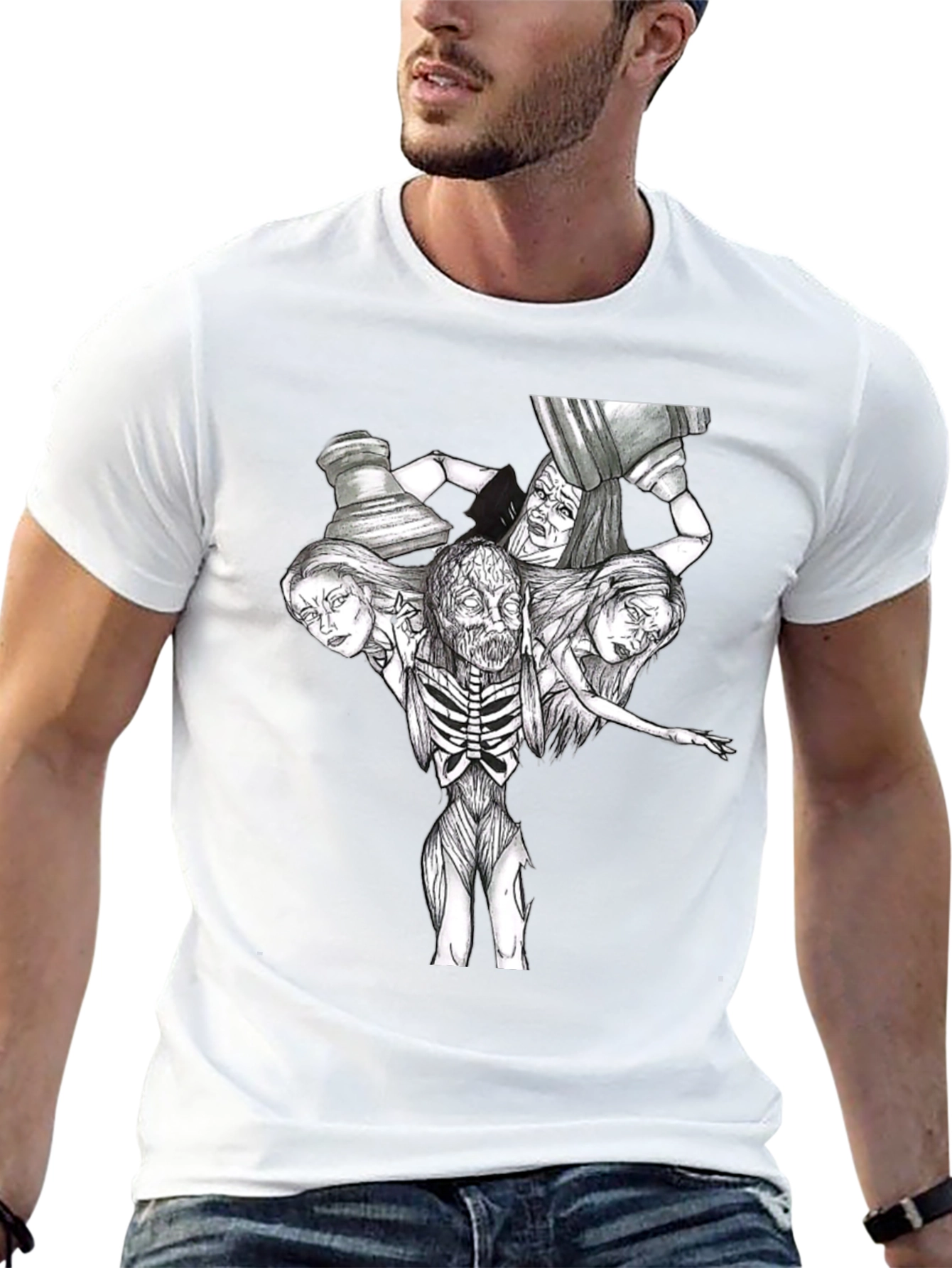Creepy Horror Graphic T-Shirt - Black