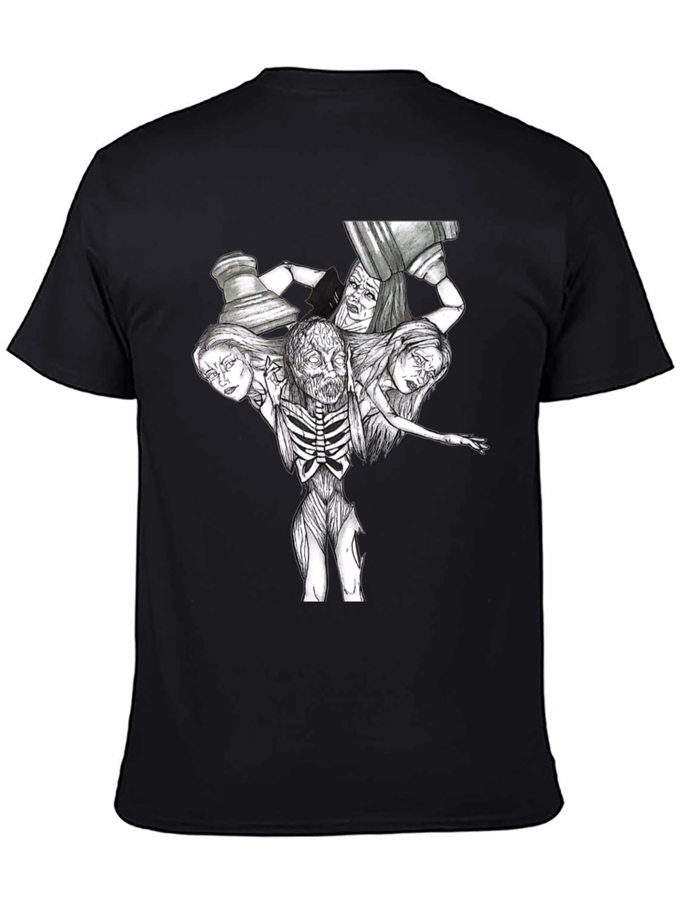Creepy Horror Graphic T-Shirt - Black