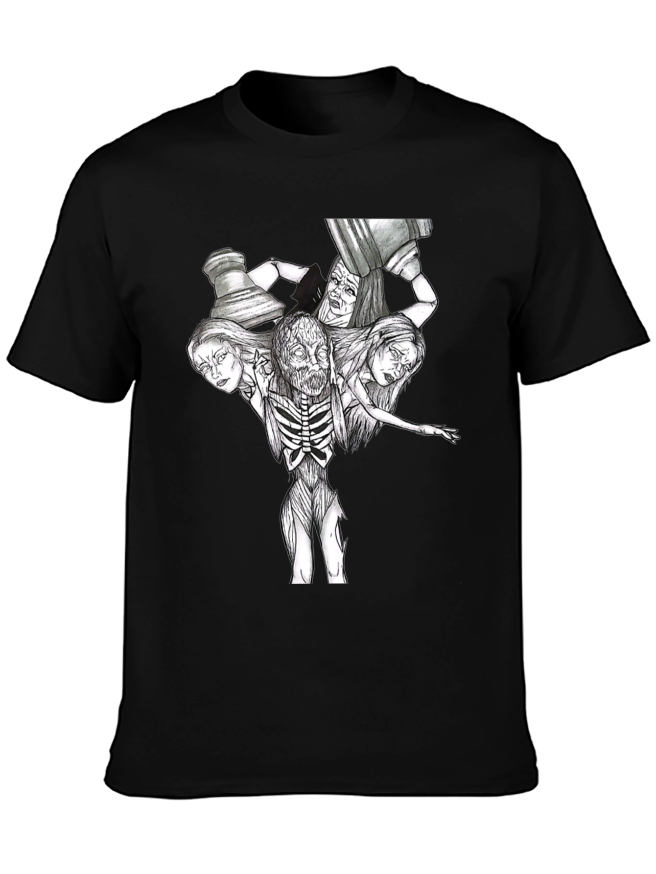 Creepy Horror Graphic T-Shirt - Black