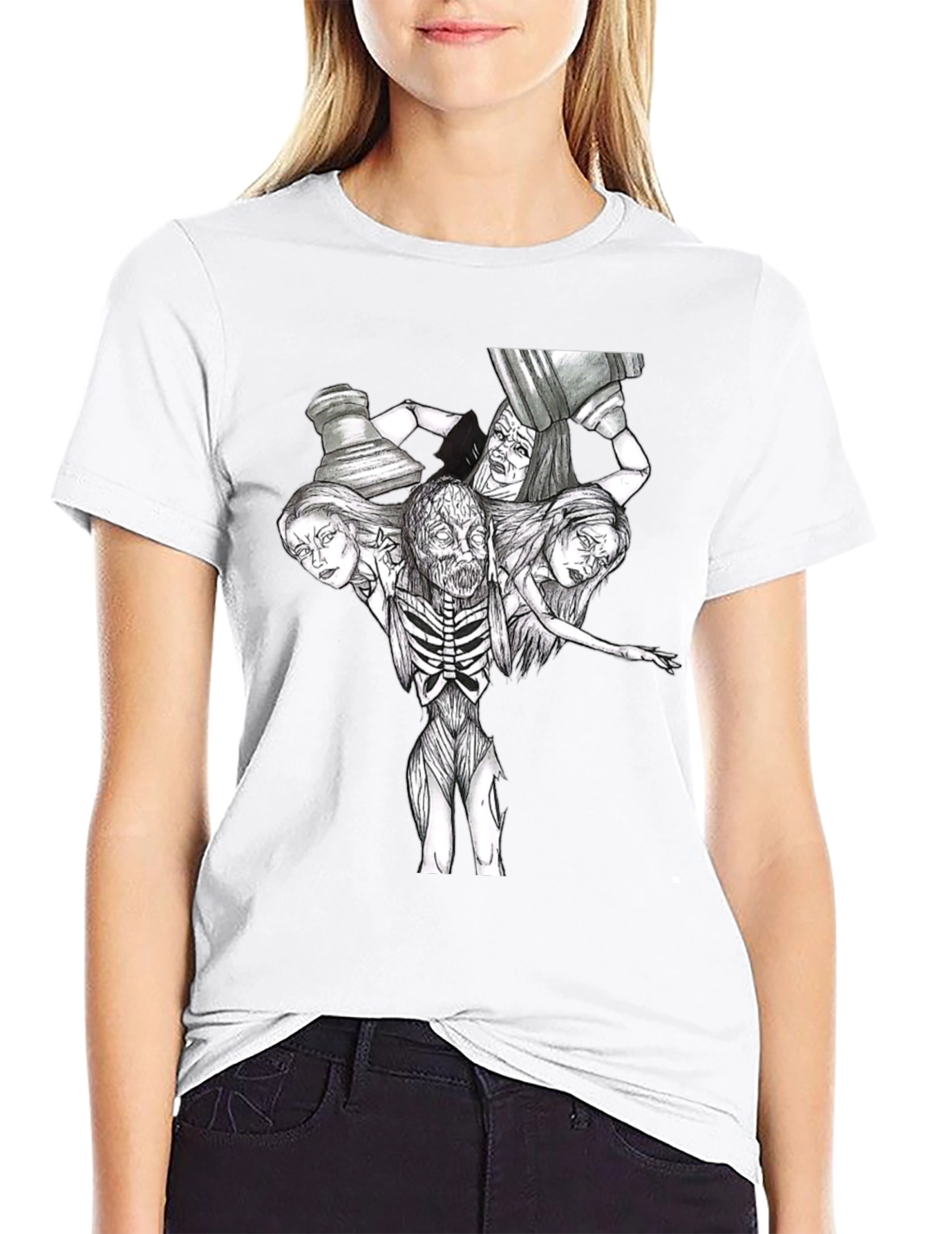 Creepy Horror Graphic T-Shirt - Black