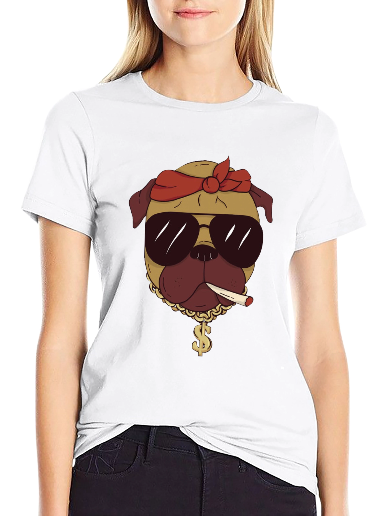 Cool Pug Graphic Tee - Black