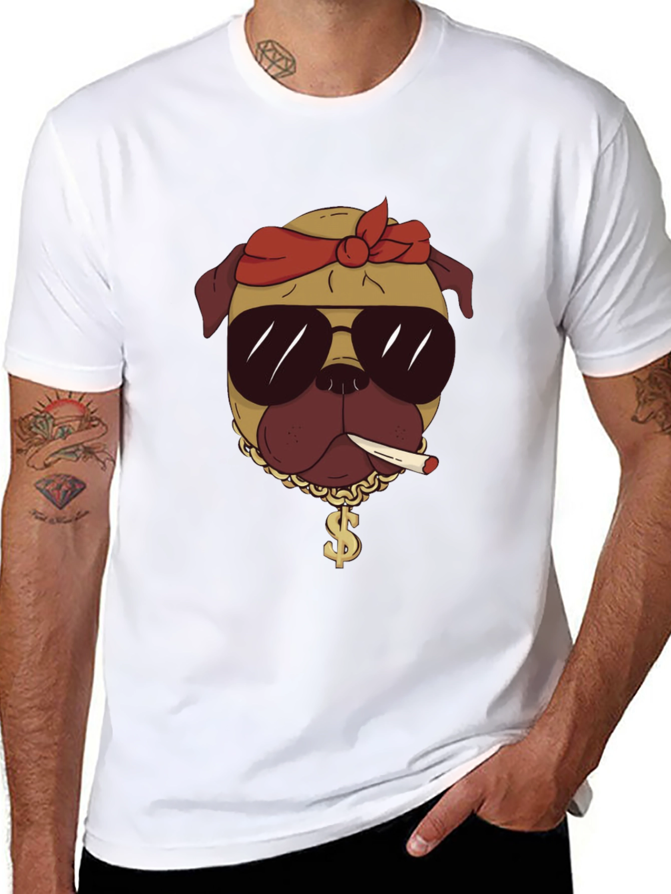 Cool Pug Graphic Tee - Black