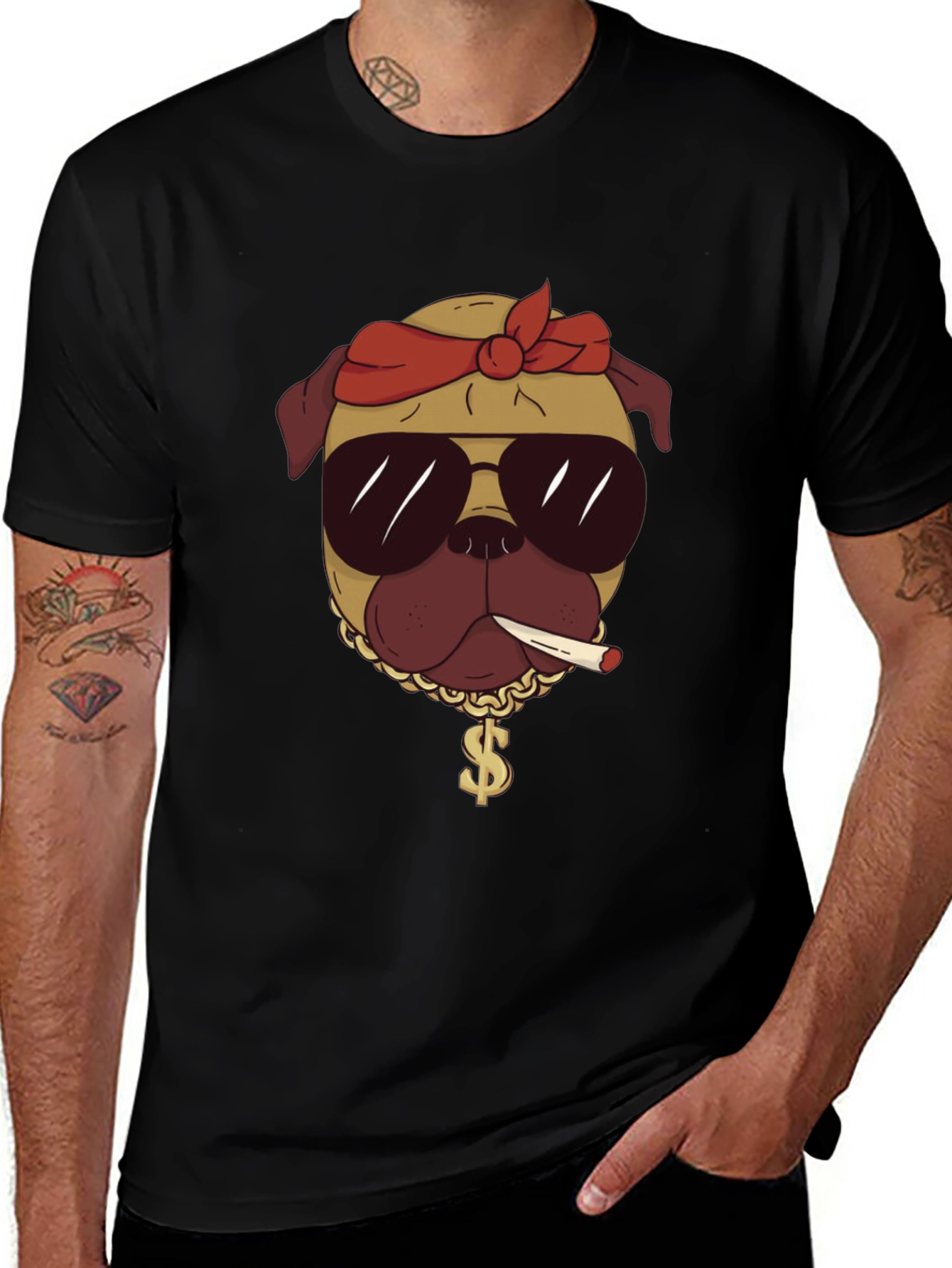 Cool Pug Graphic Tee - Black