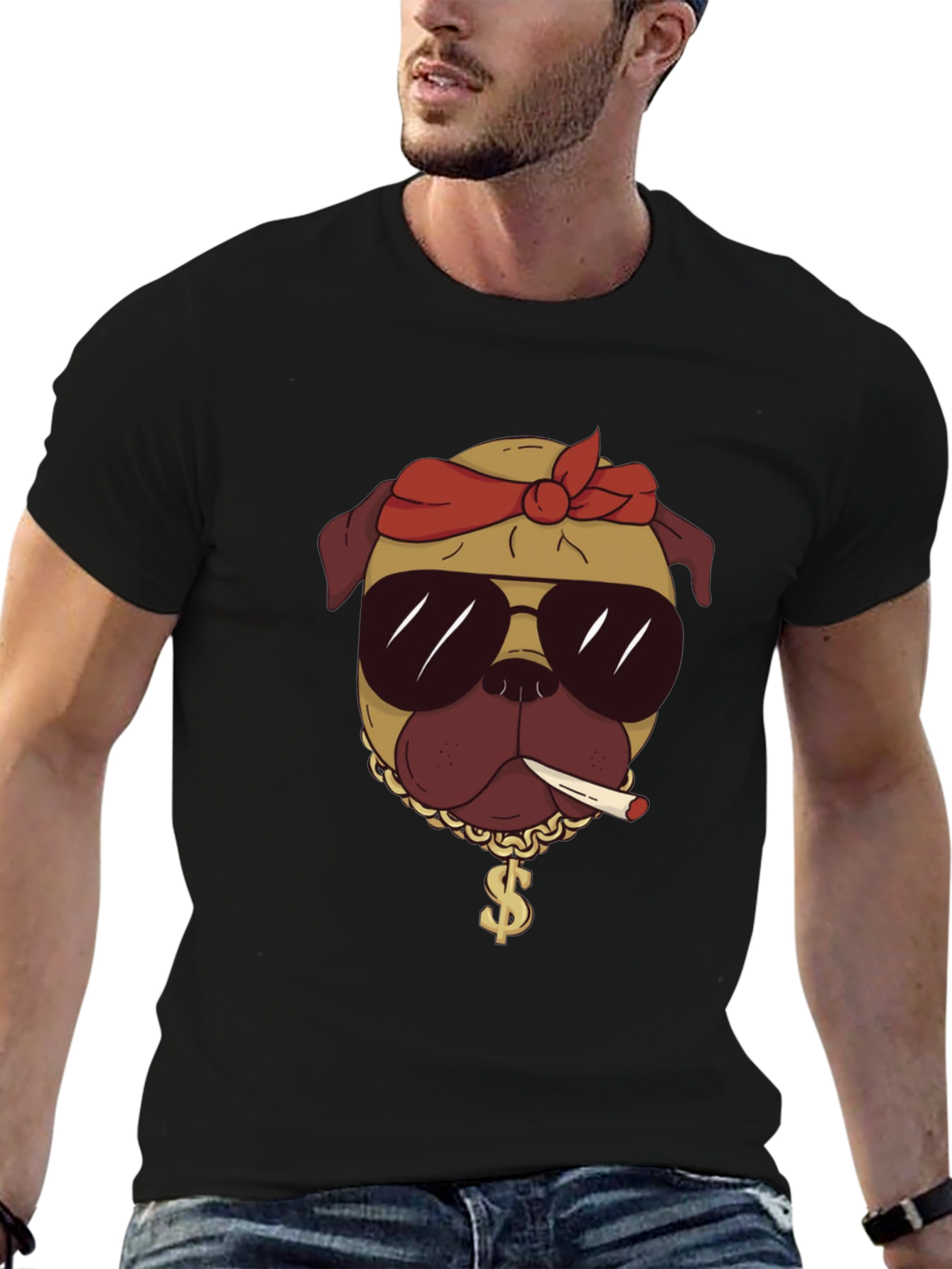 Cool Pug Graphic Tee - Black