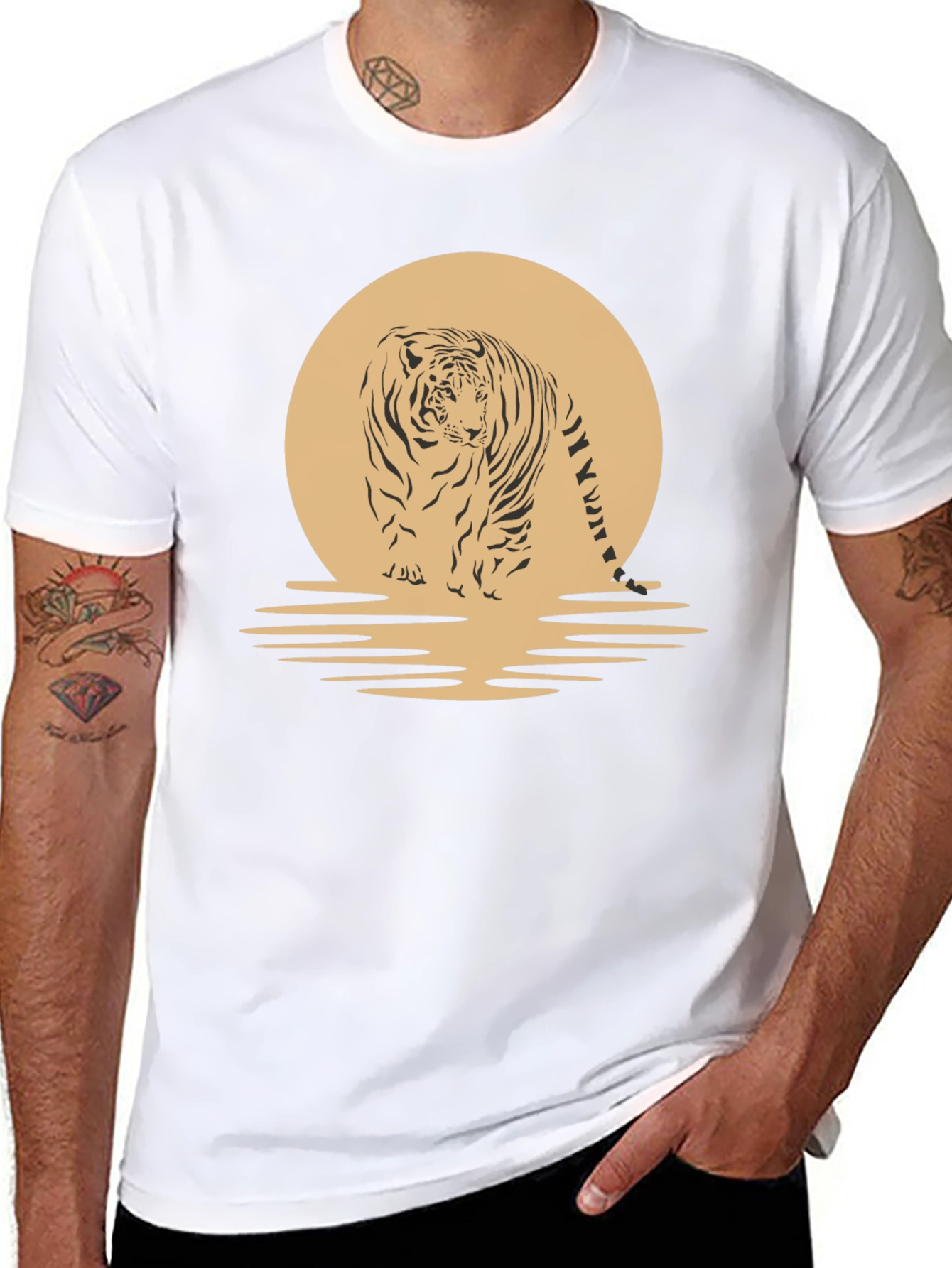 Tiger Sunset Graphic Tee - Cool Animal T-Shirt