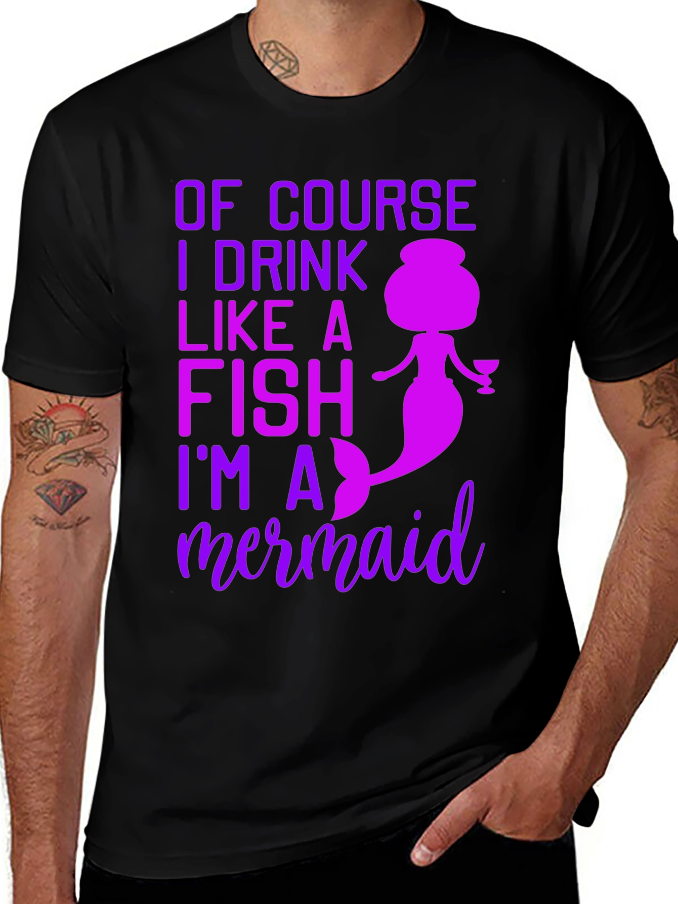 Funny Mermaid Drink Like a Fish T-Shirt
