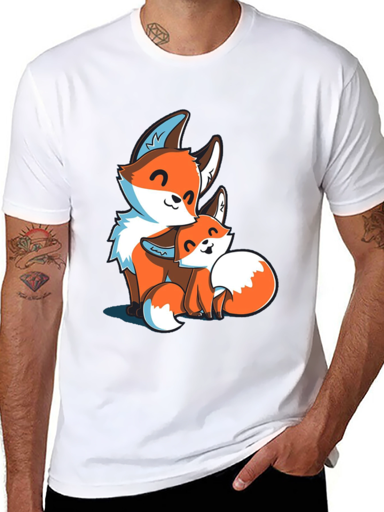 Fox Family Graphic Tee - Black Cotton T-Shirt