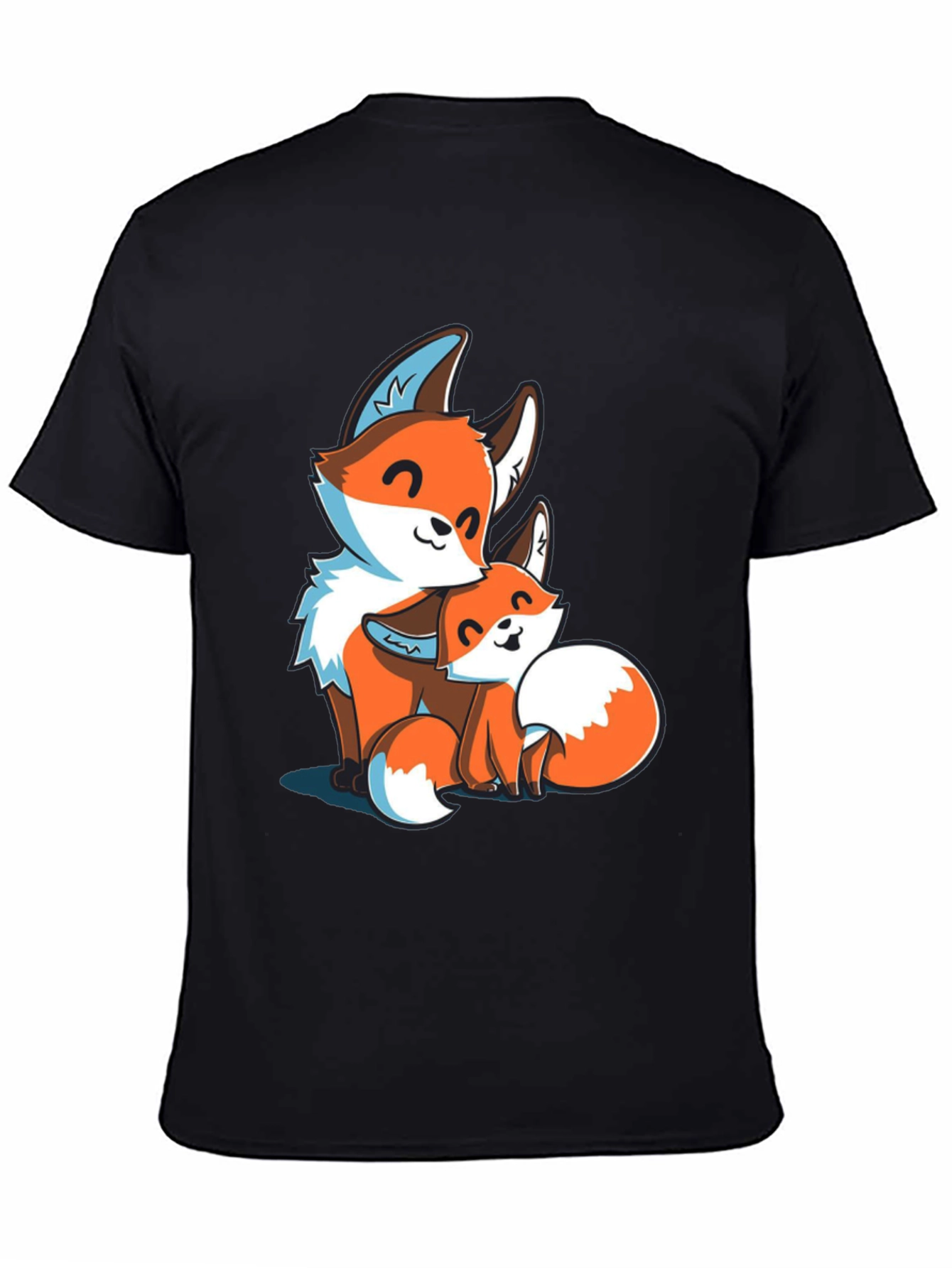Fox Family Graphic Tee - Black Cotton T-Shirt