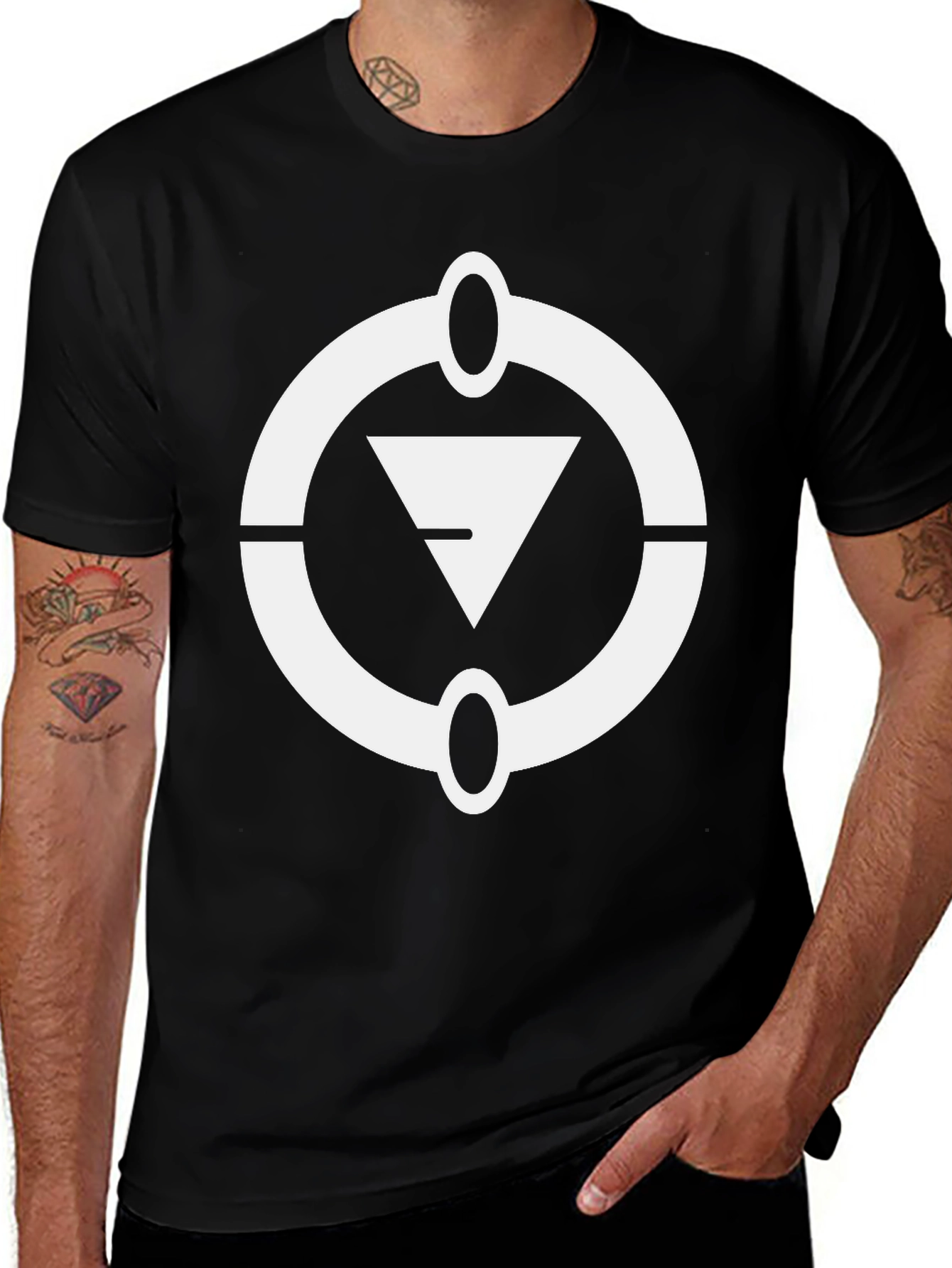 Graphic Tee: White Symbol on Black T-Shirt