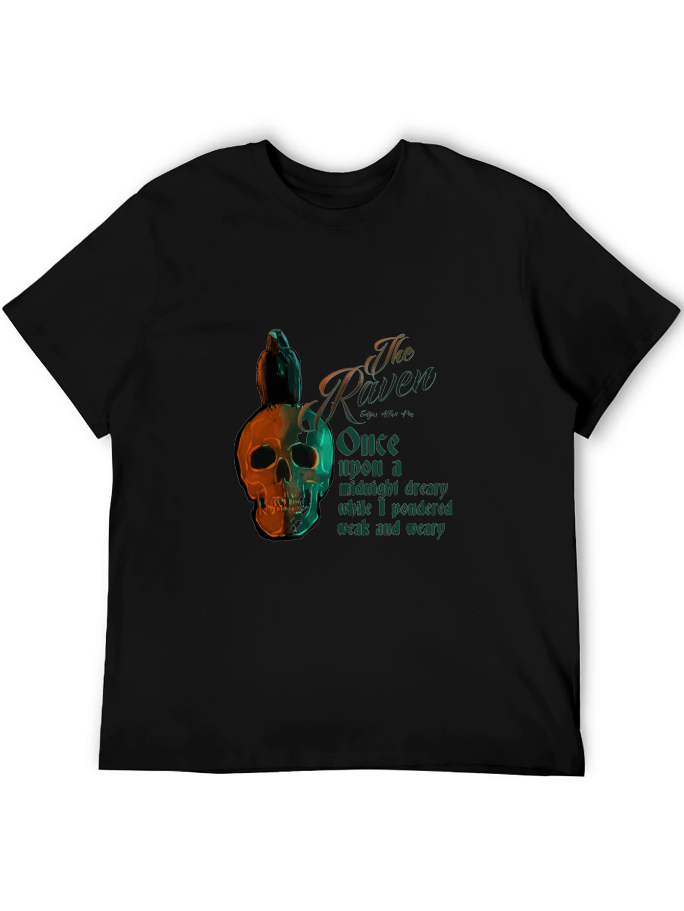 The Raven Poem T-Shirt Skull Bird