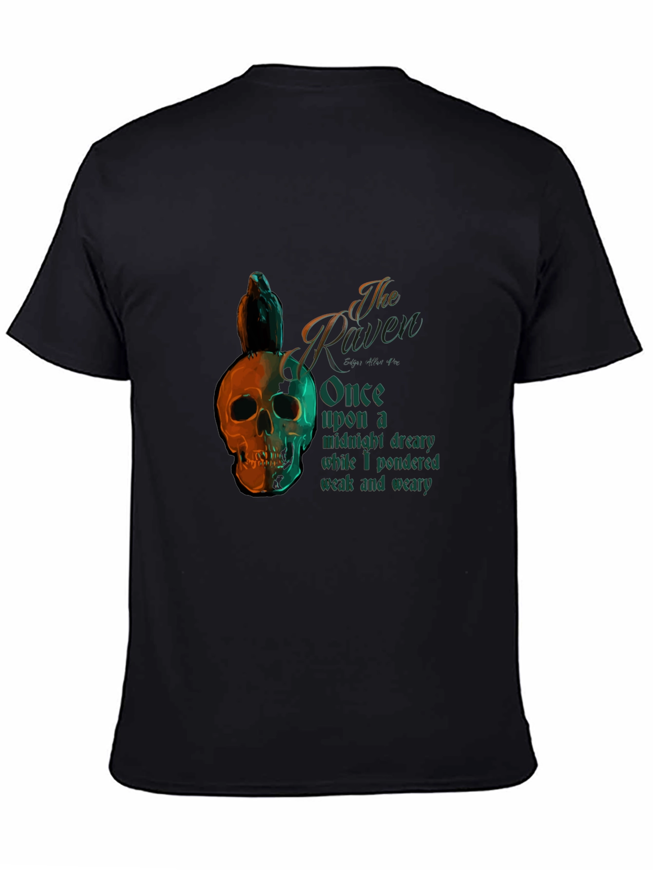 The Raven Poem T-Shirt Skull Bird