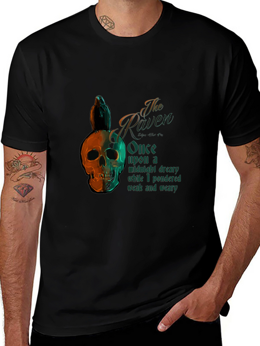 The Raven Poem T-Shirt Skull Bird