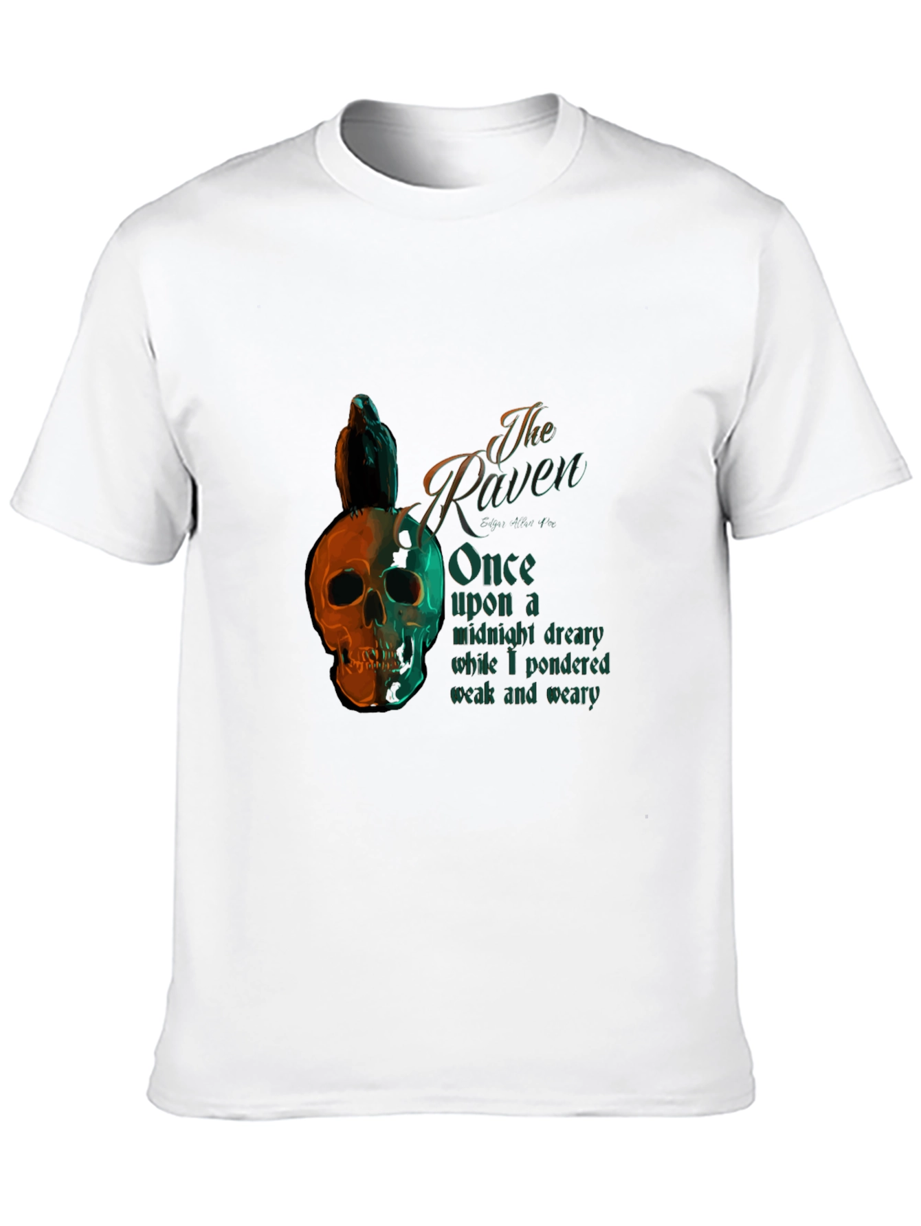 The Raven Poem T-Shirt Skull Bird
