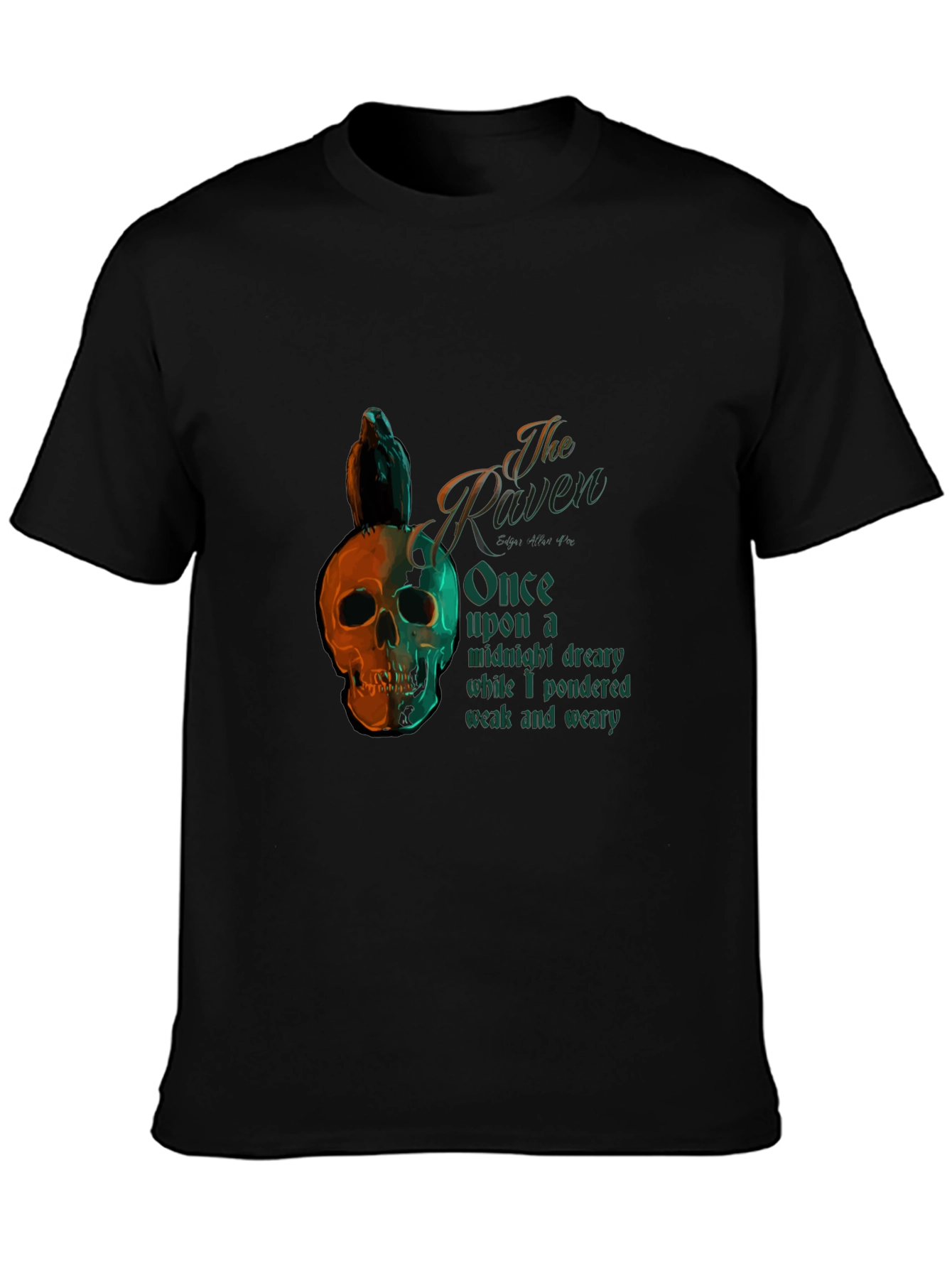 The Raven Poem T-Shirt Skull Bird