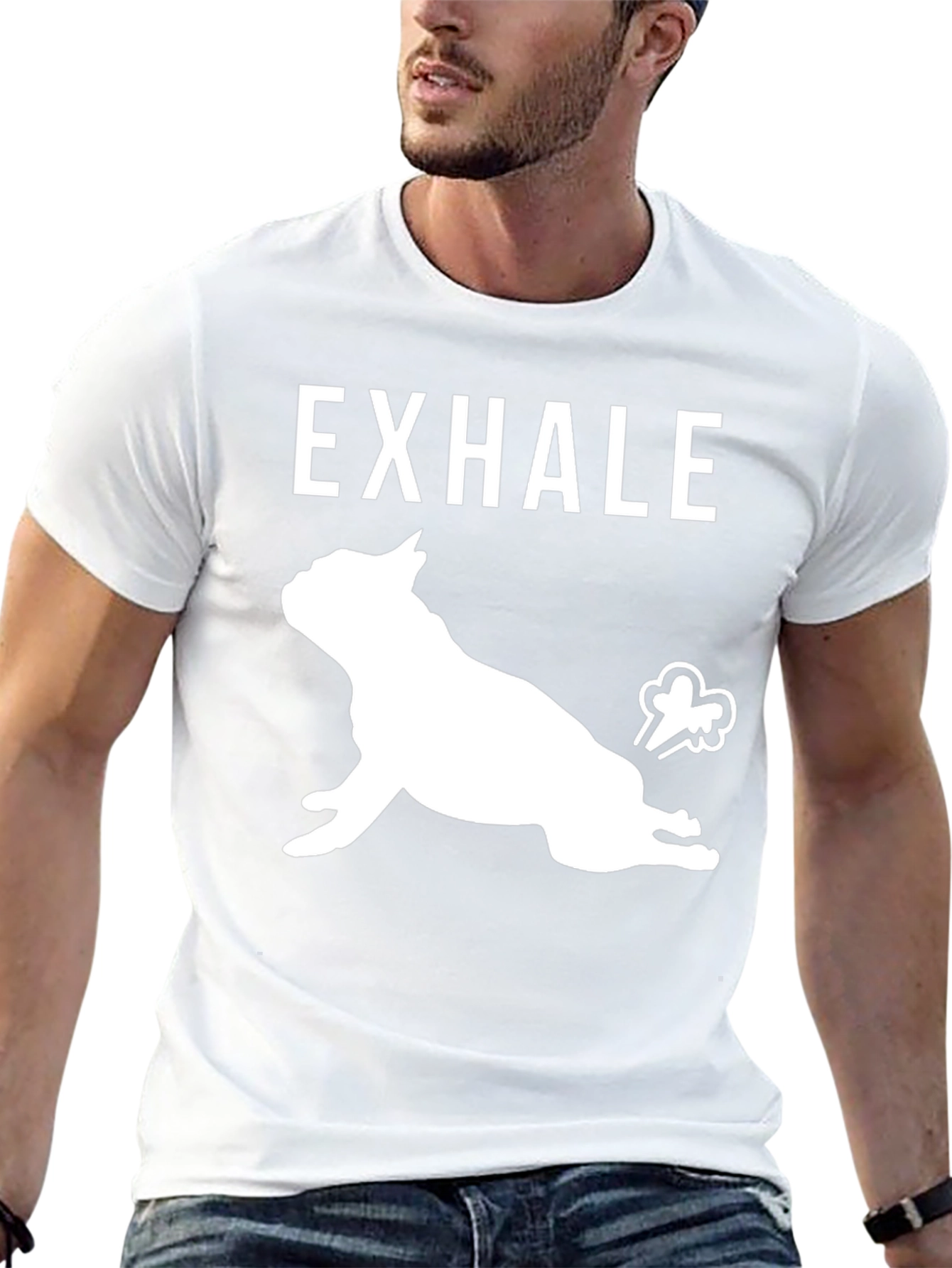 Exhale Dog Yoga Black Graphic T-Shirt