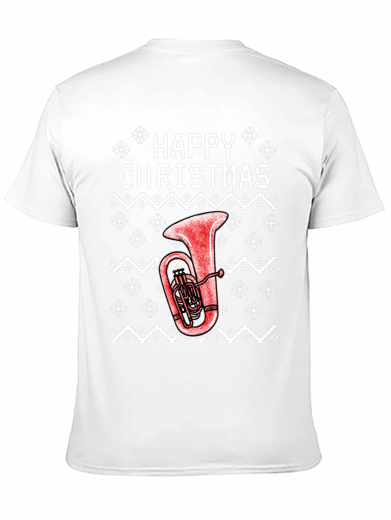 Happy Christmas Tuba Ugly Sweater Style T-Shirt