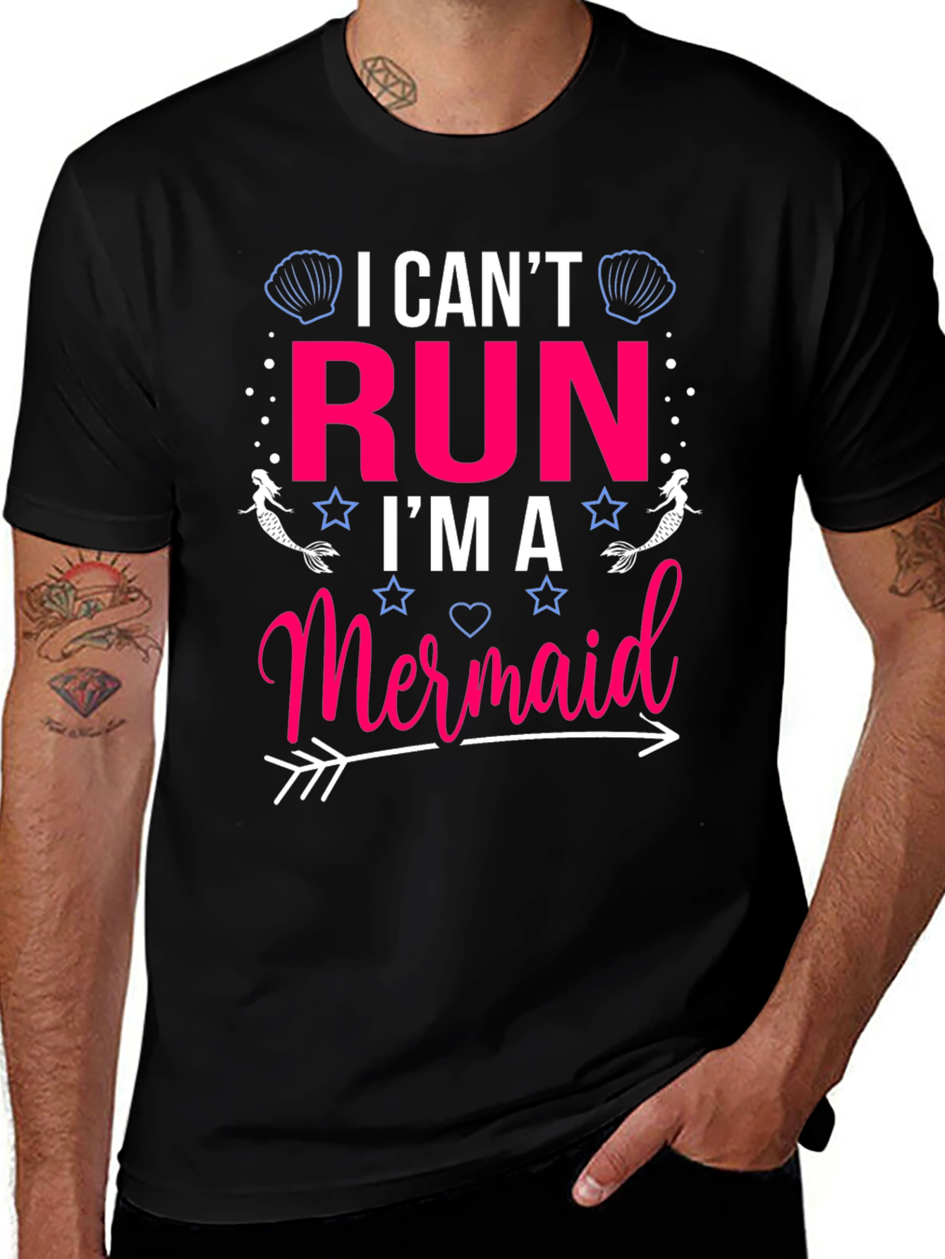 I Cant Run Im A Mermaid Black T-Shirt