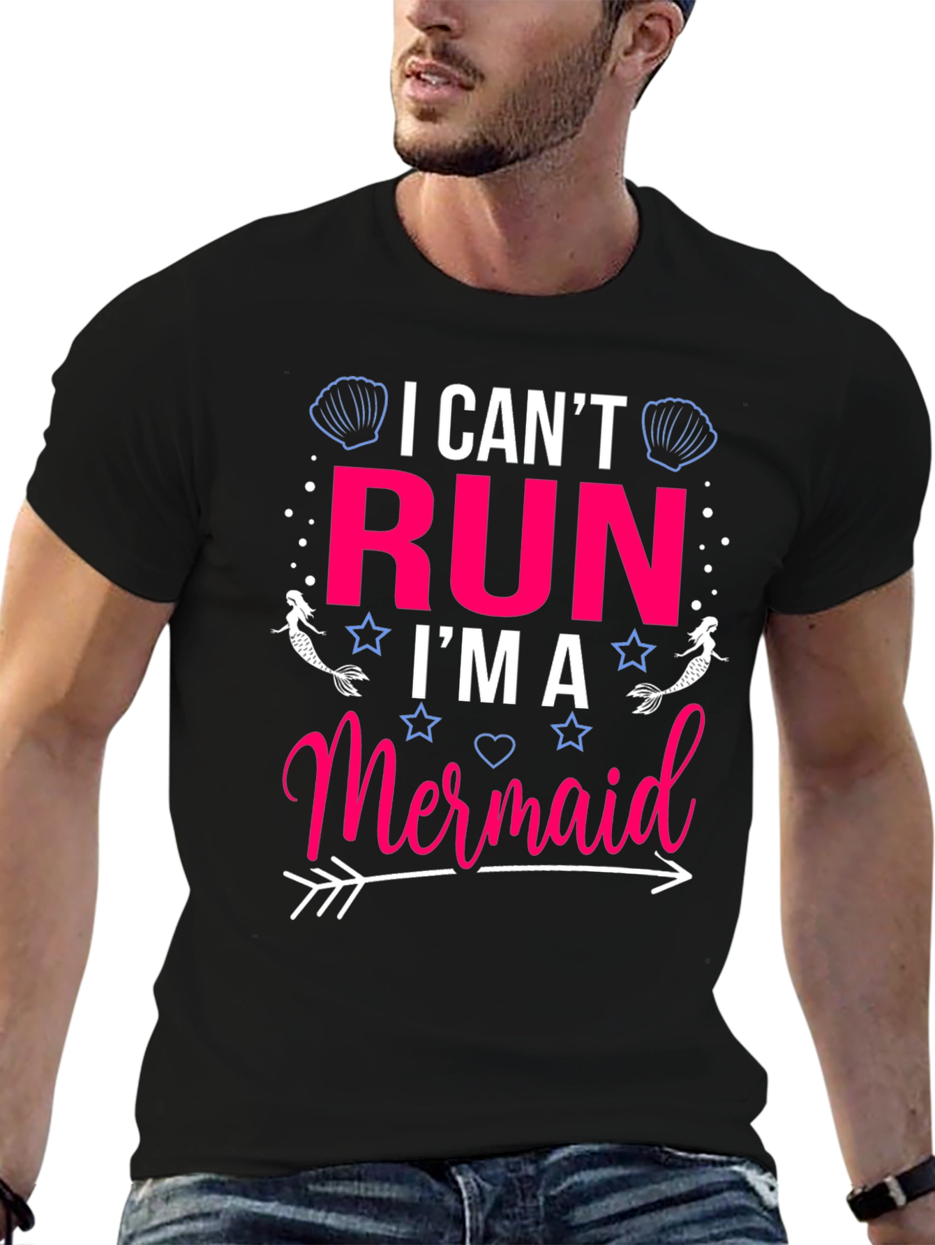 I Cant Run Im A Mermaid Black T-Shirt