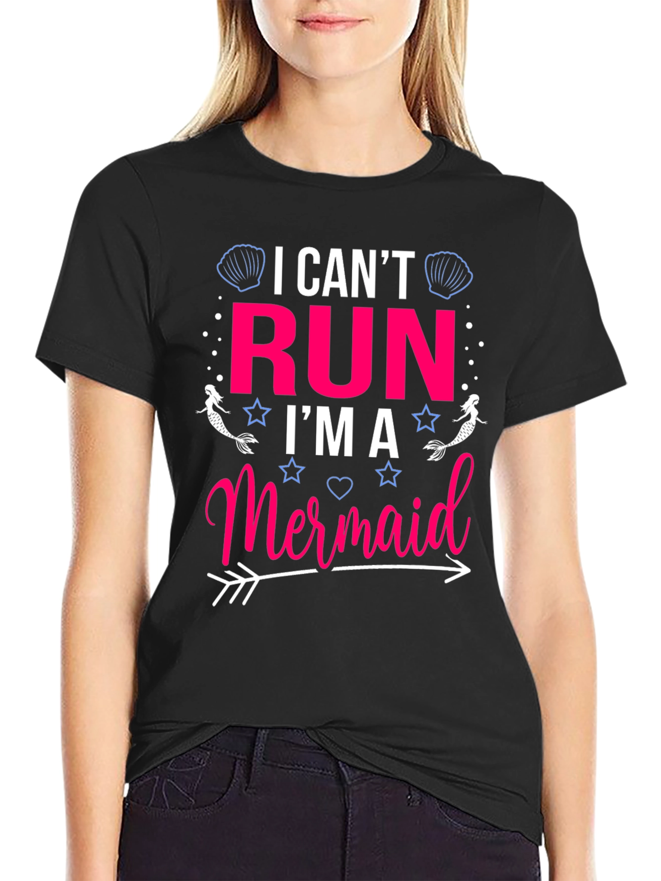 I Cant Run Im A Mermaid Black T-Shirt