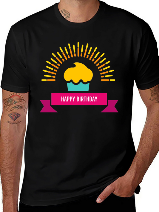 Happy Birthday Cupcake Graphic T-Shirt