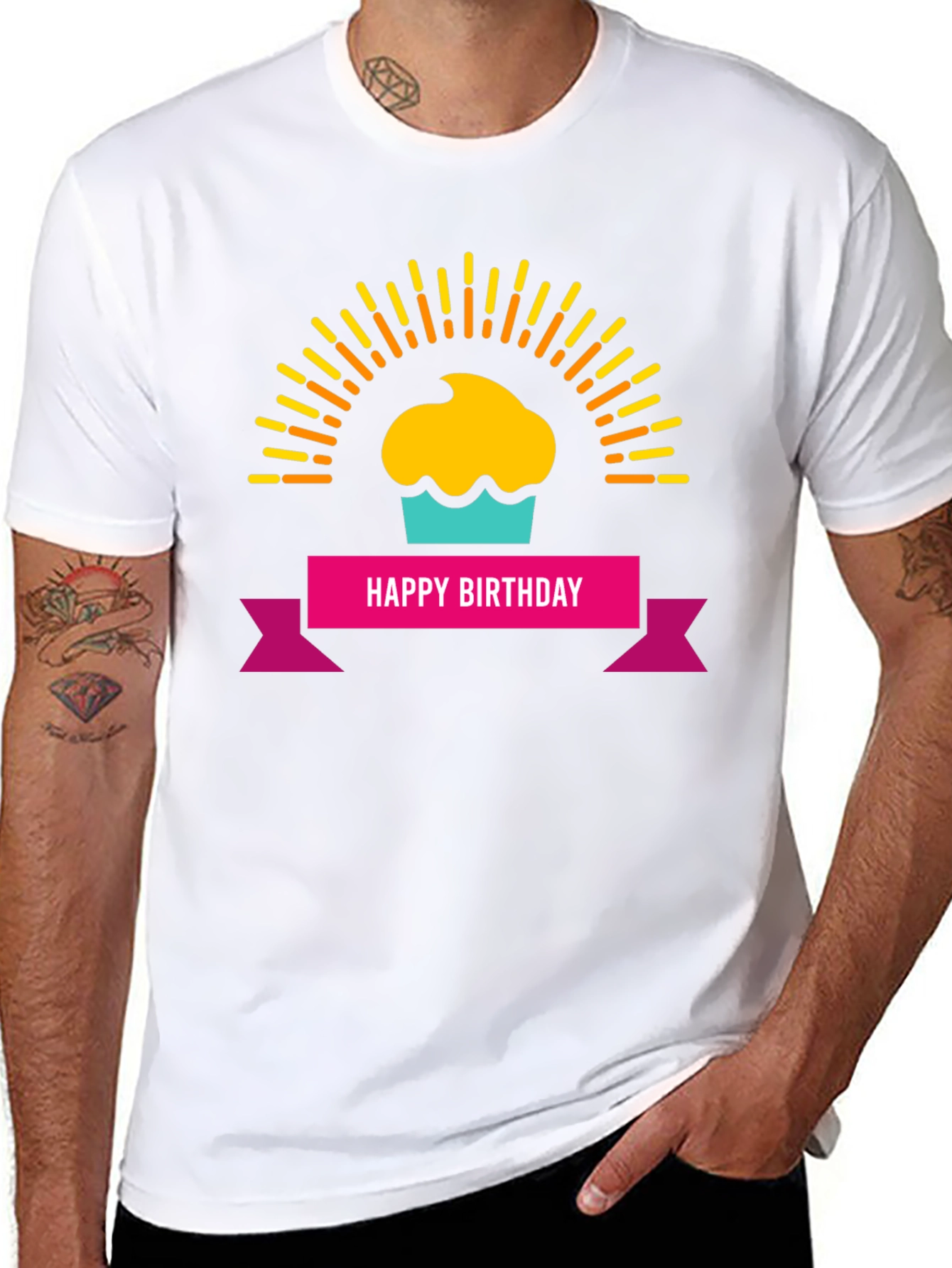 Happy Birthday Cupcake Graphic T-Shirt