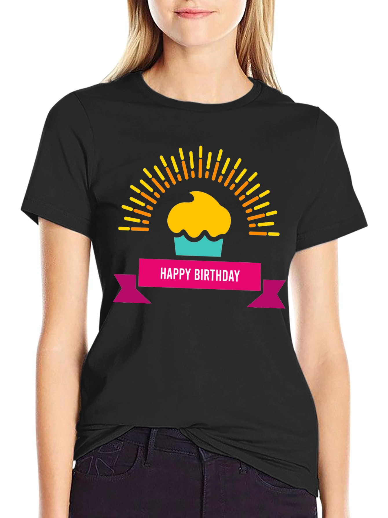 Happy Birthday Cupcake Graphic T-Shirt