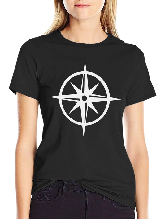 Compass Rose Graphic Tee - Black Cotton Shirt