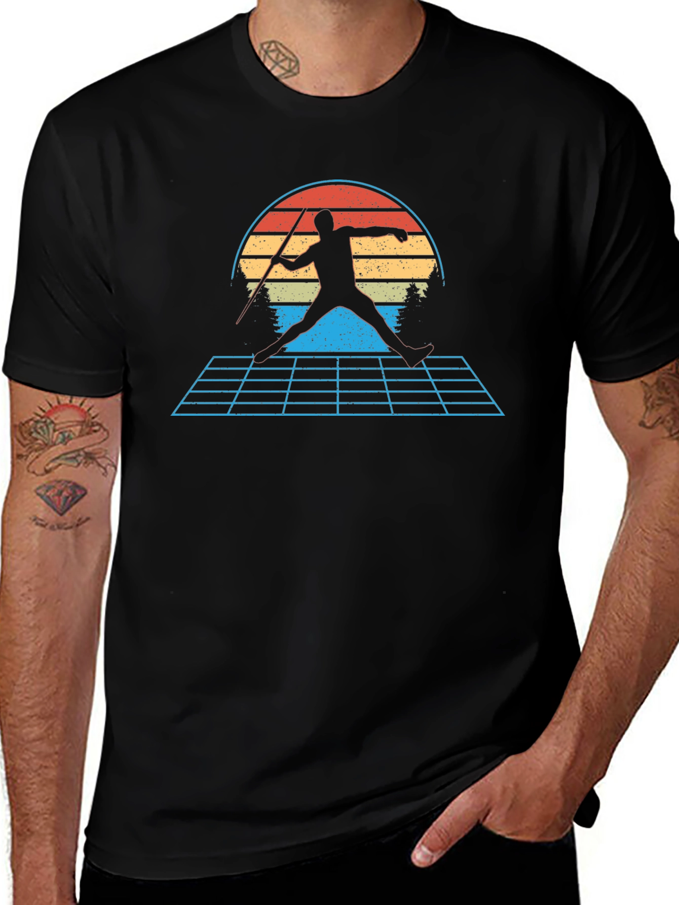 Retro Javelin Thrower Graphic T-Shirt