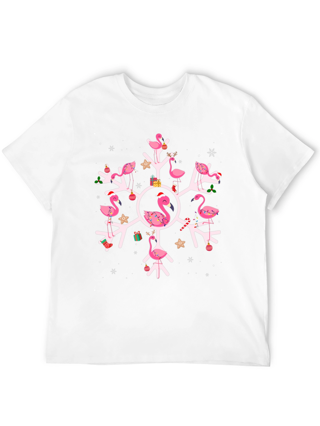 Festive Flamingo Snowflake Graphic Tee