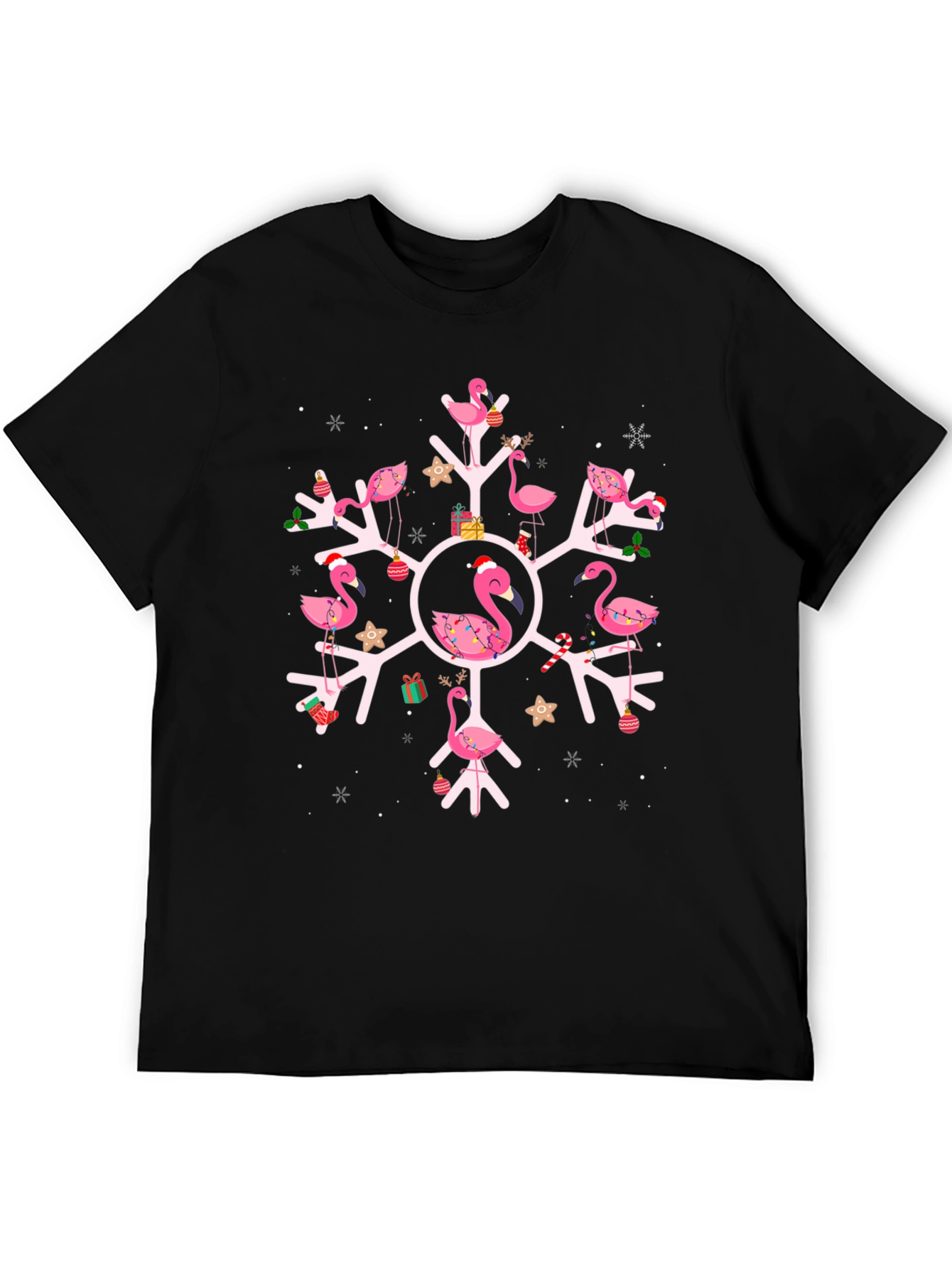 Festive Flamingo Snowflake Graphic Tee