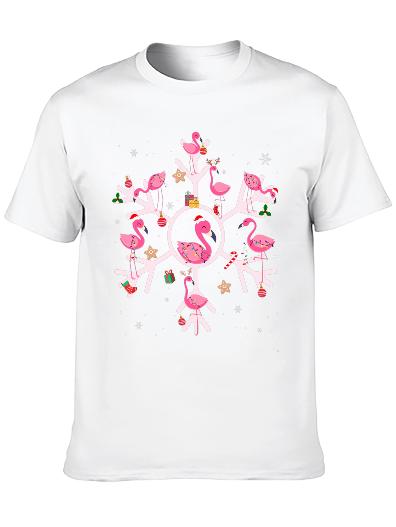 Festive Flamingo Snowflake Graphic Tee