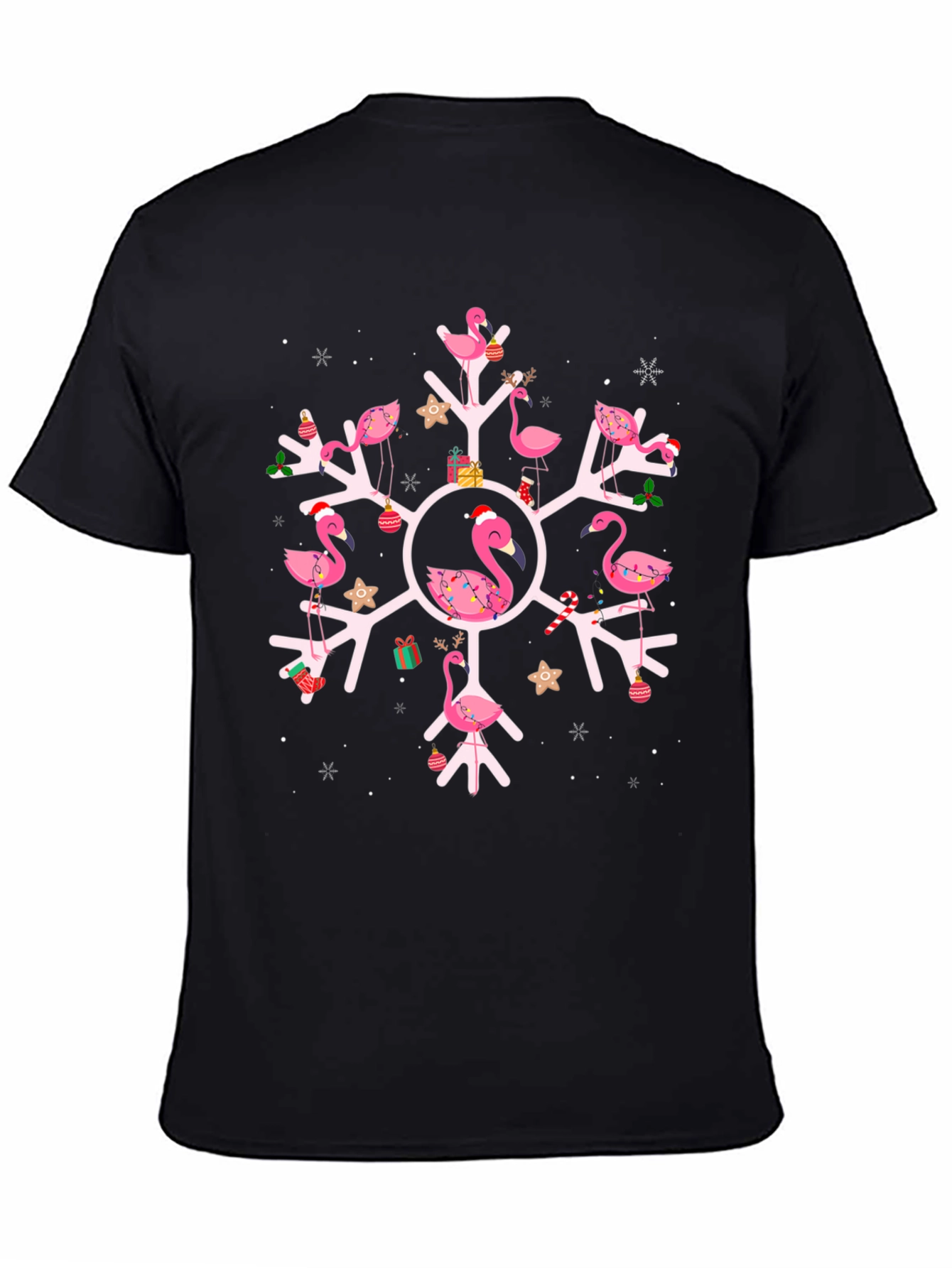 Festive Flamingo Snowflake Graphic Tee