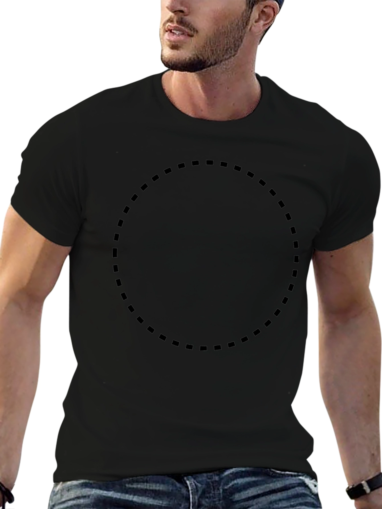 Mens Black Solid Crew Neck T-Shirt