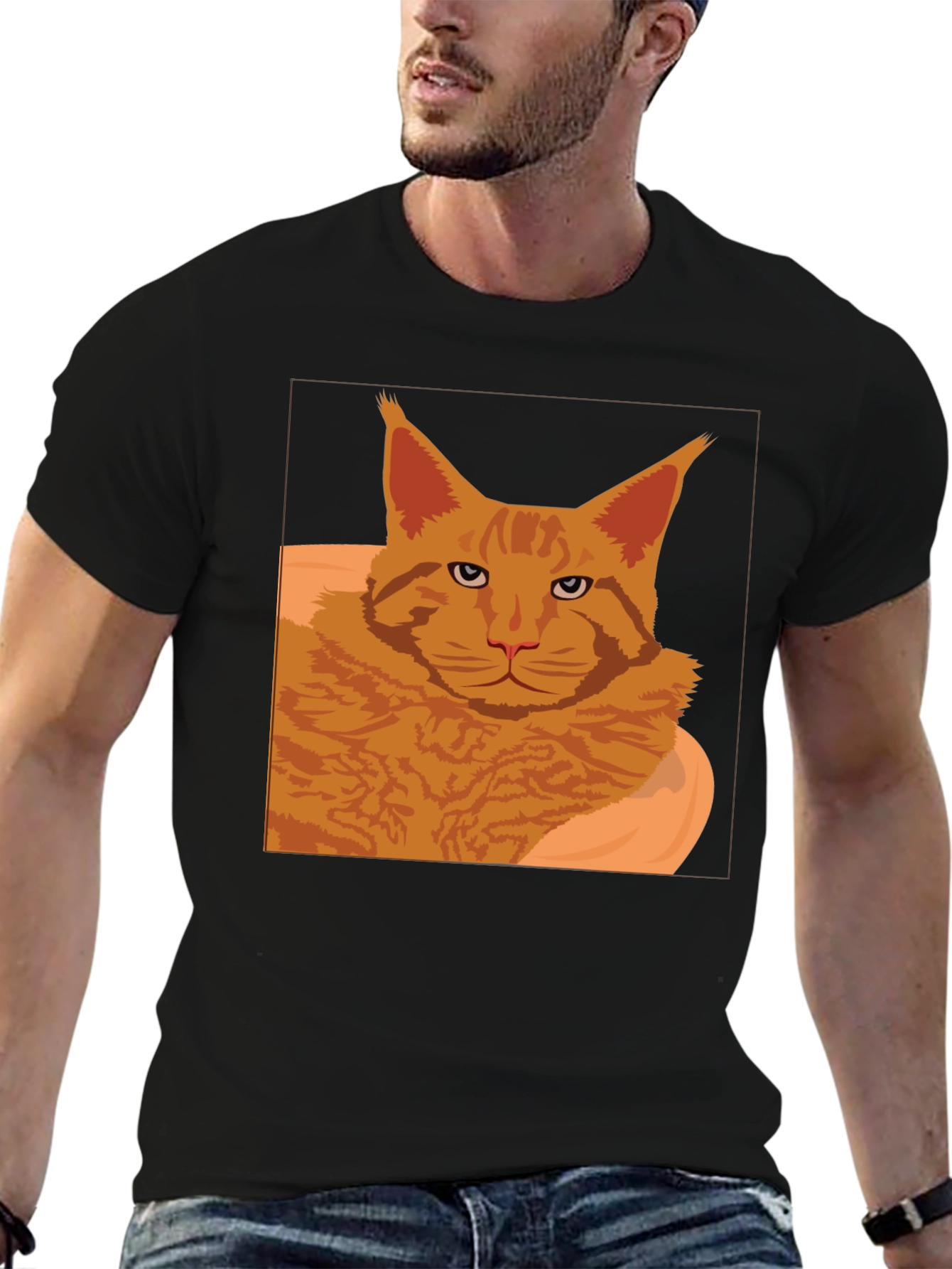 Maine Coon Cat Graphic T-Shirt - Black