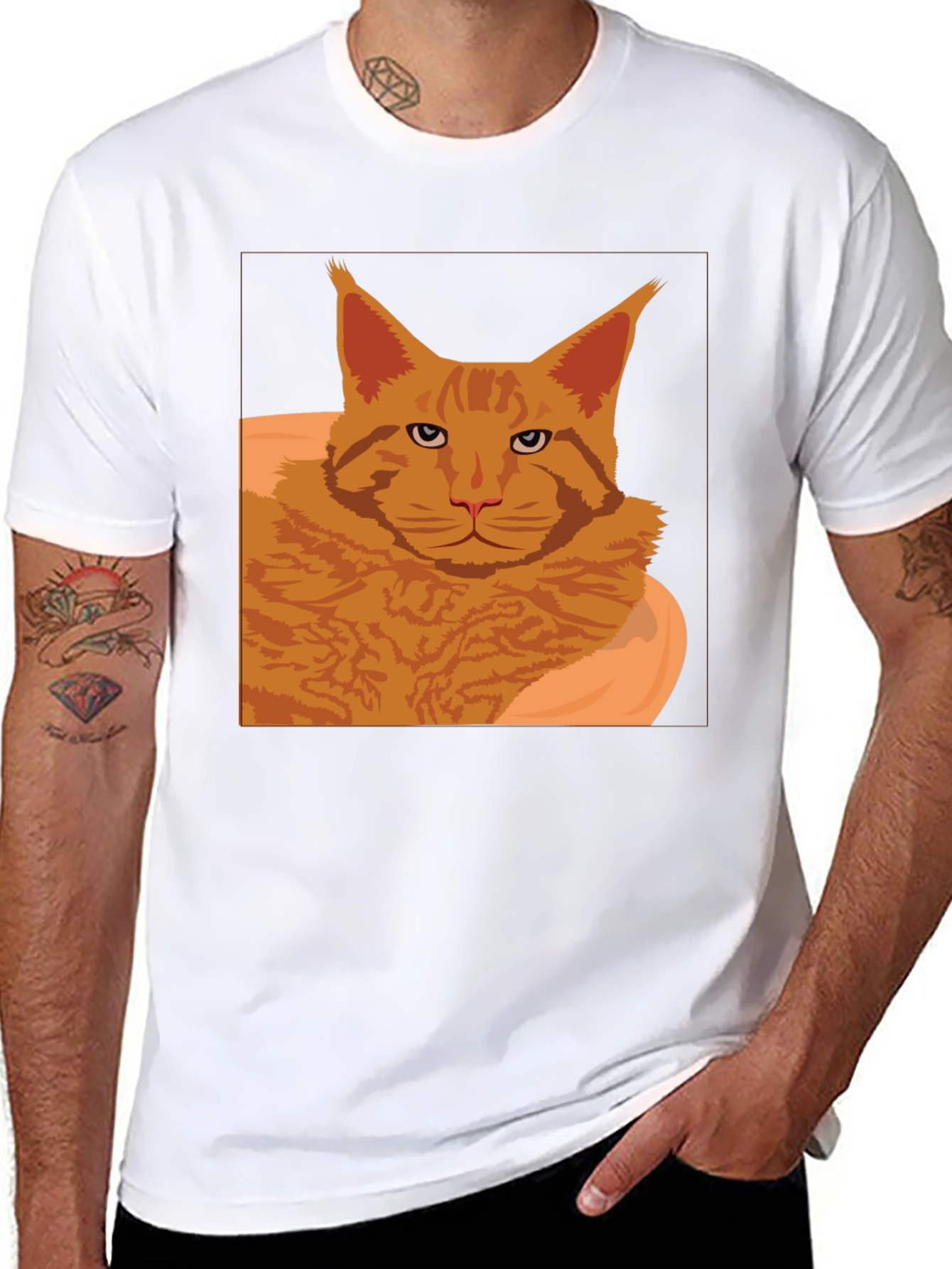 Maine Coon Cat Graphic T-Shirt - Black