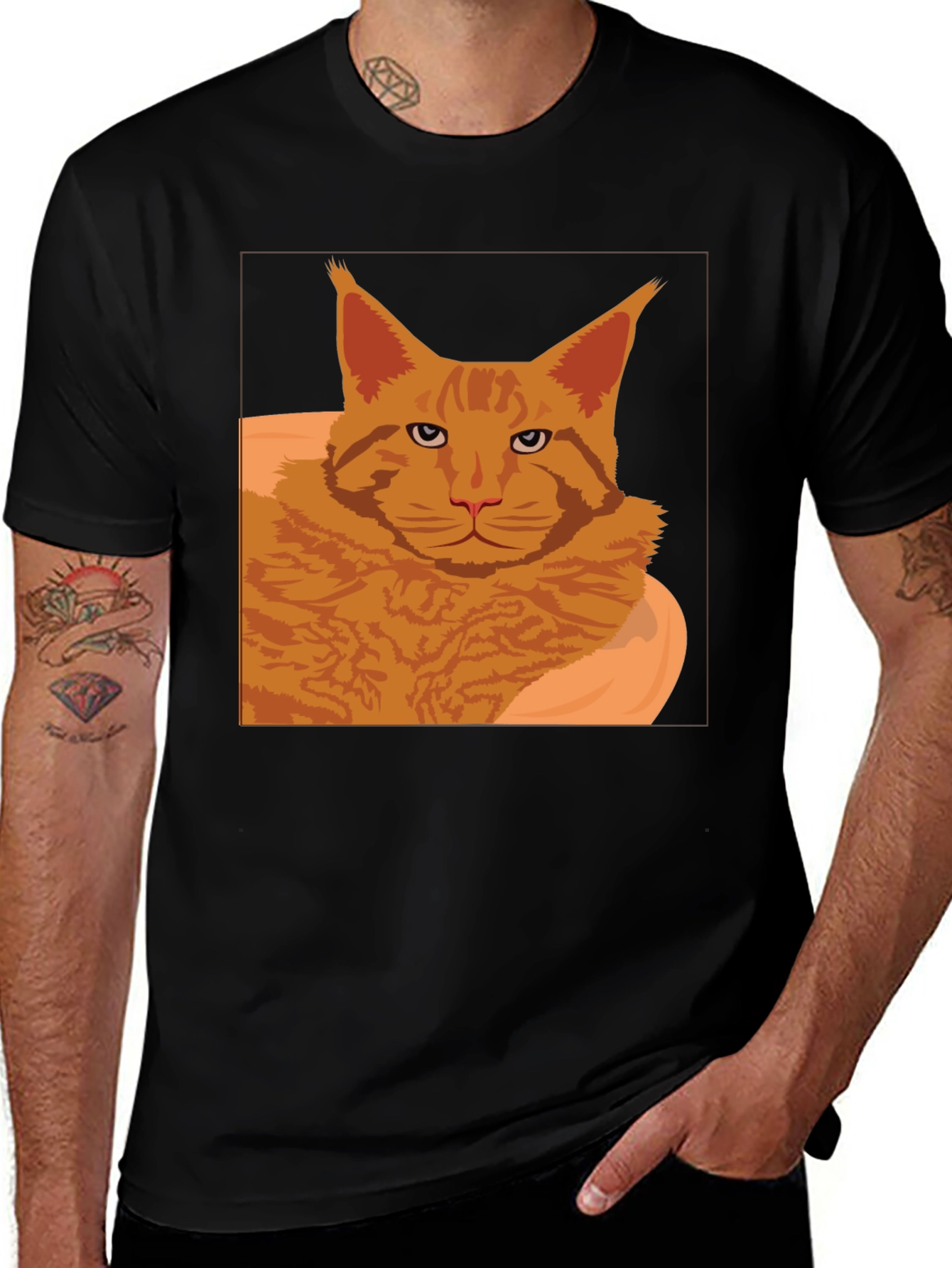Maine Coon Cat Graphic T-Shirt - Black