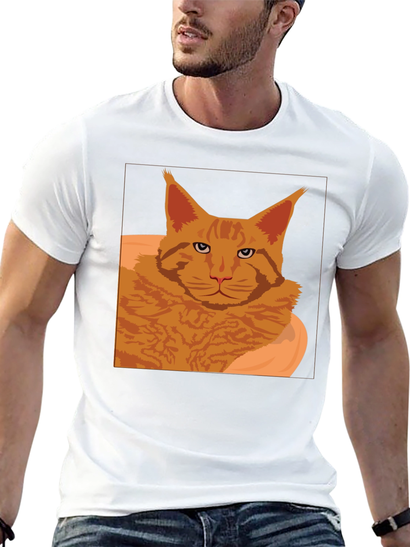 Maine Coon Cat Graphic T-Shirt - Black