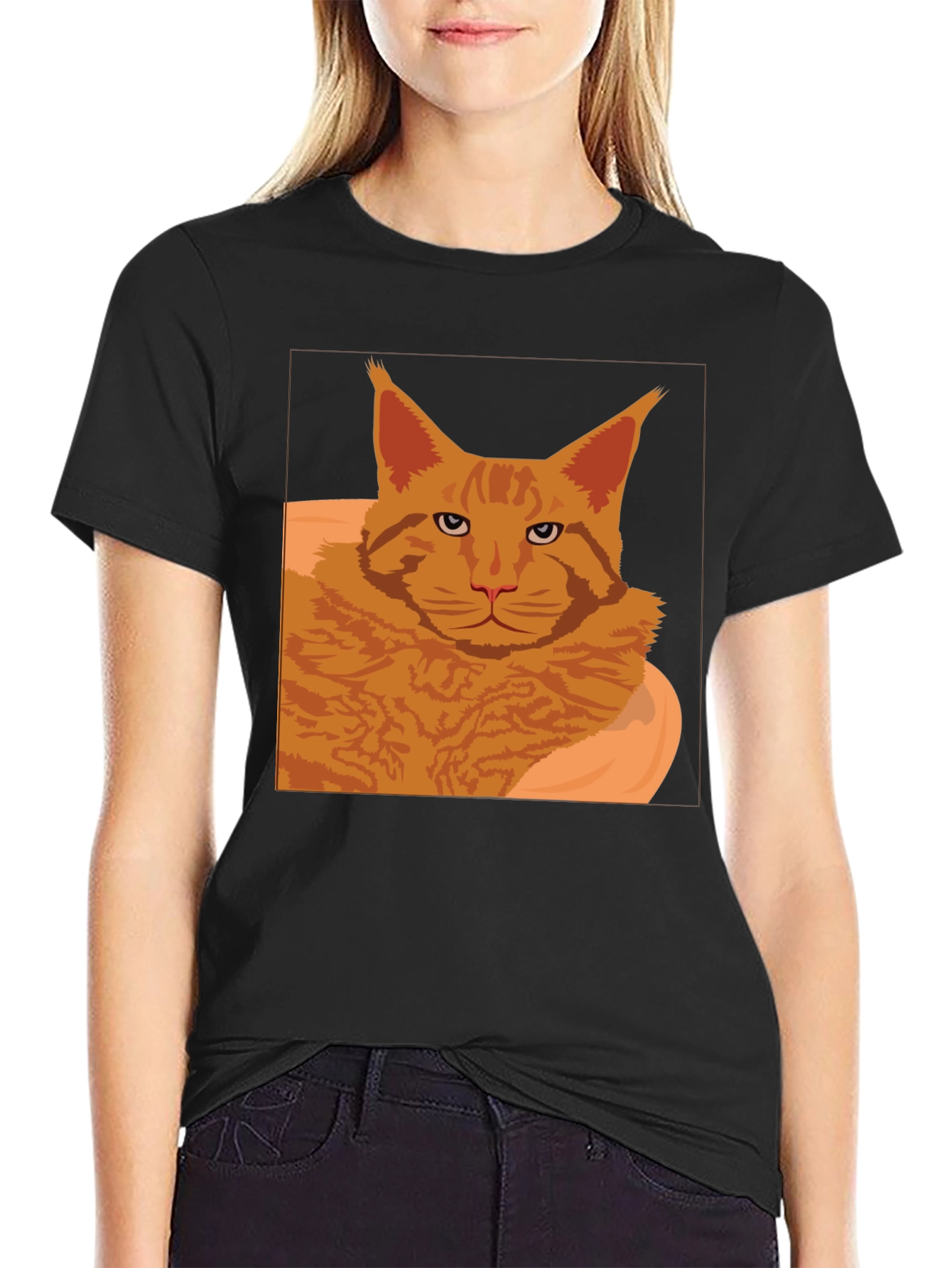 Maine Coon Cat Graphic T-Shirt - Black