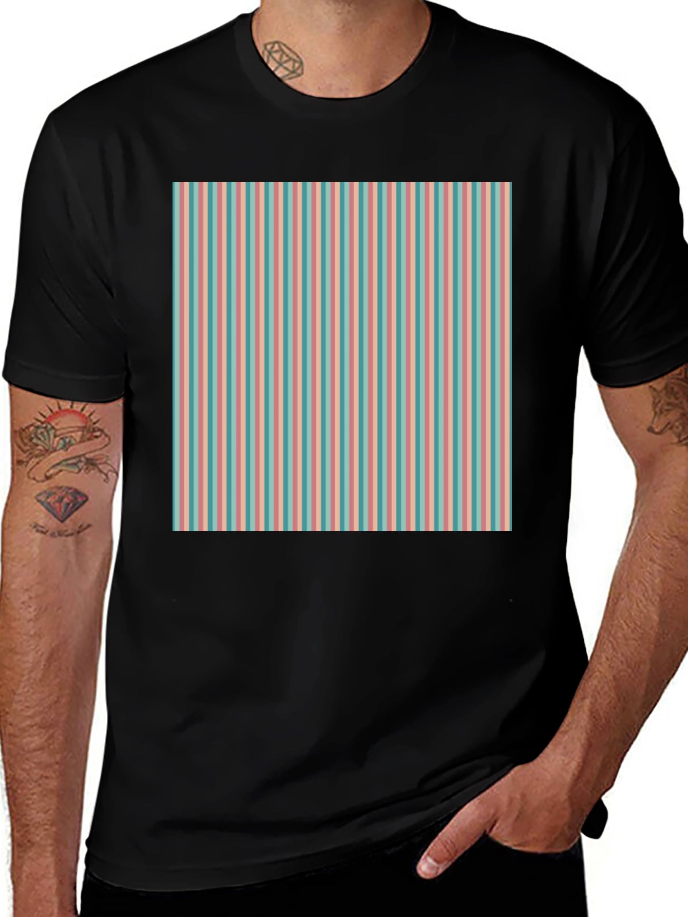 Striped Pattern Tee - Retro Style