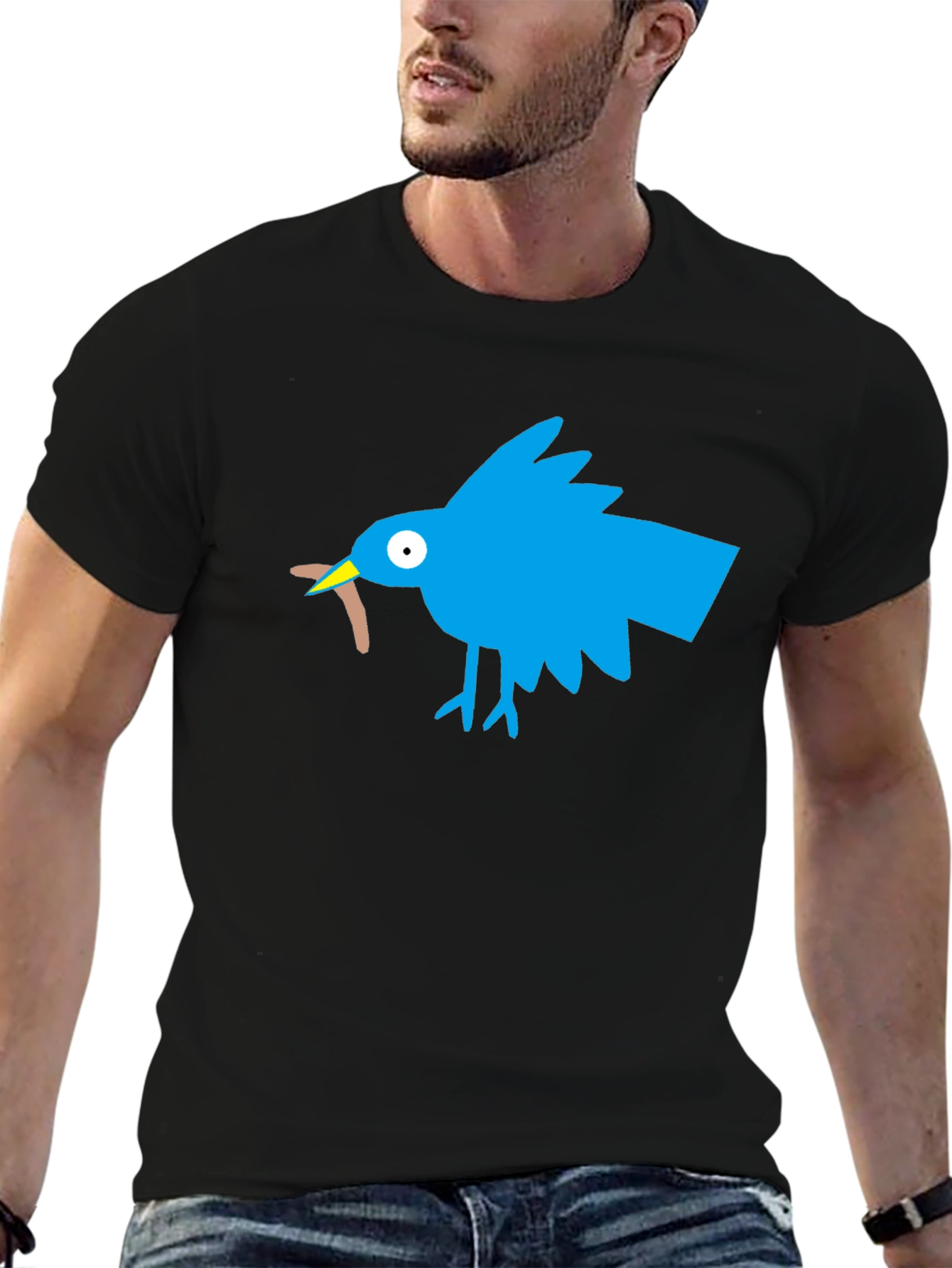 Novelty Bird Graphic Black T-Shirt