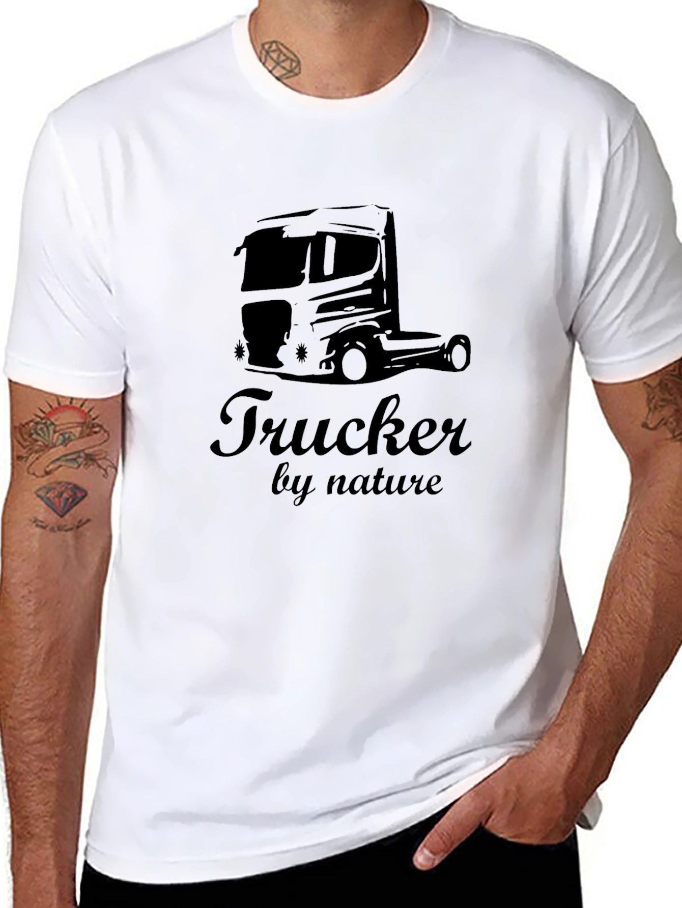 Trucker By Nature Graphic Tee - Black