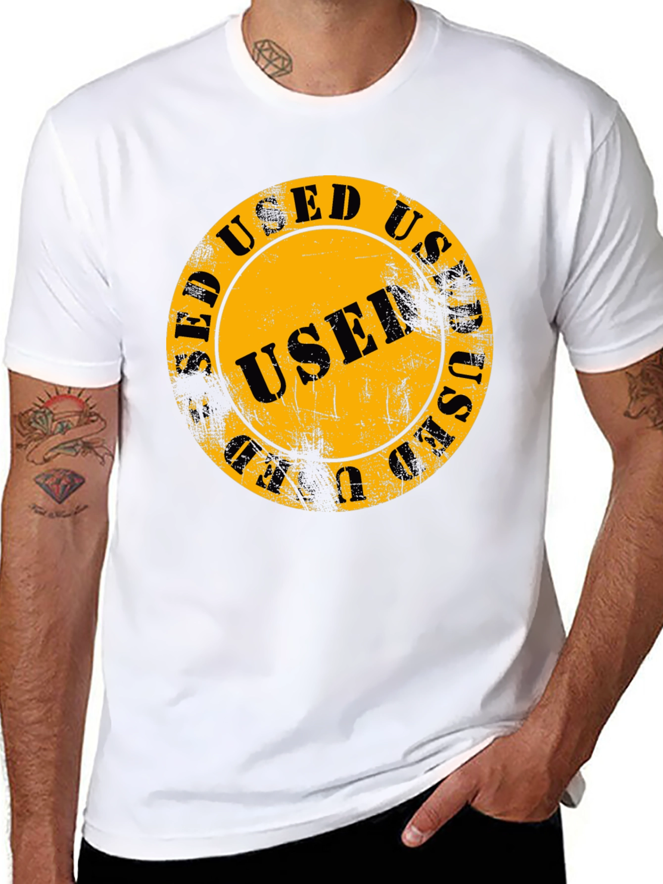 Used Stamp Graphic Print T-Shirt
