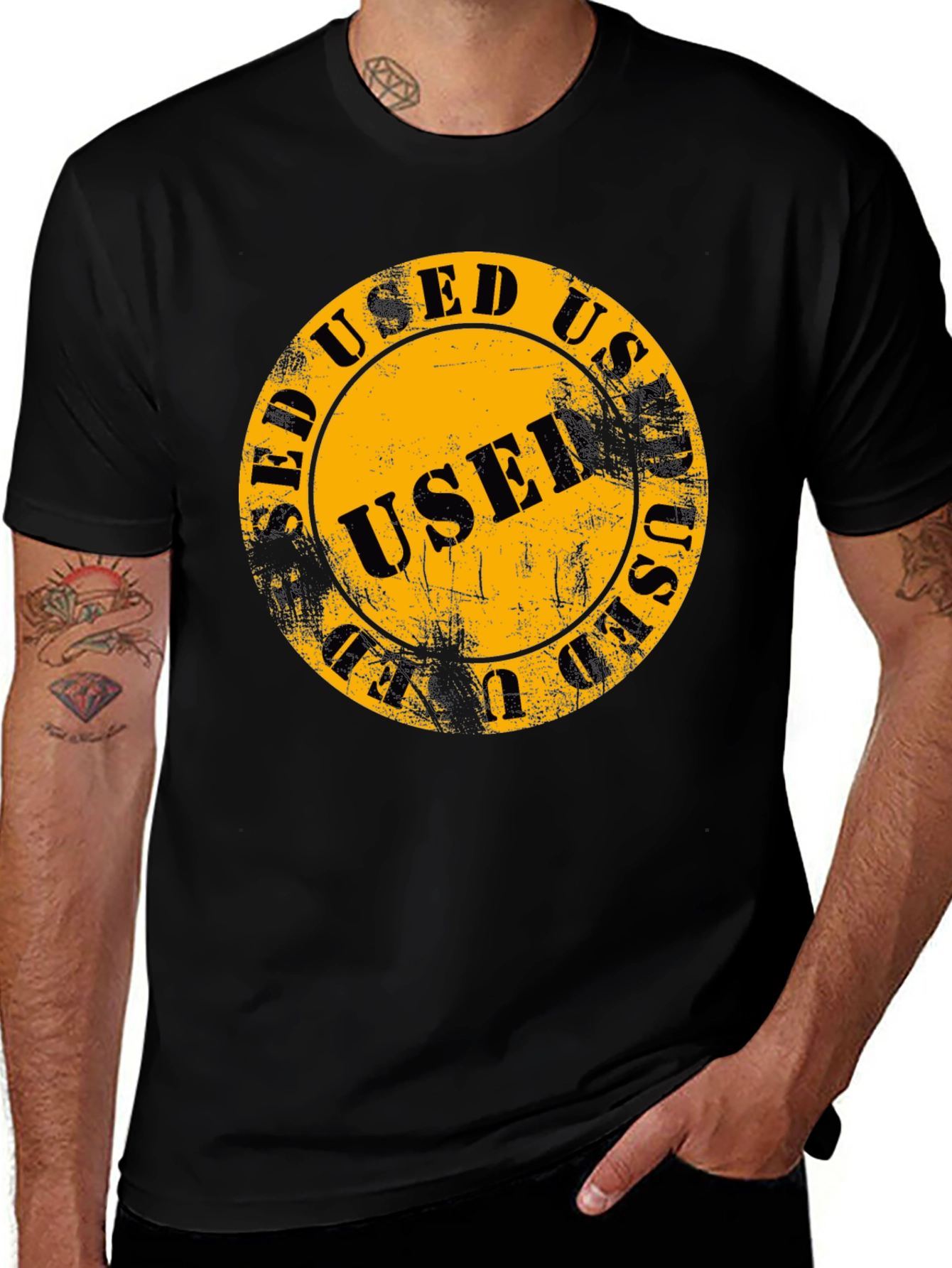 Used Stamp Graphic Print T-Shirt