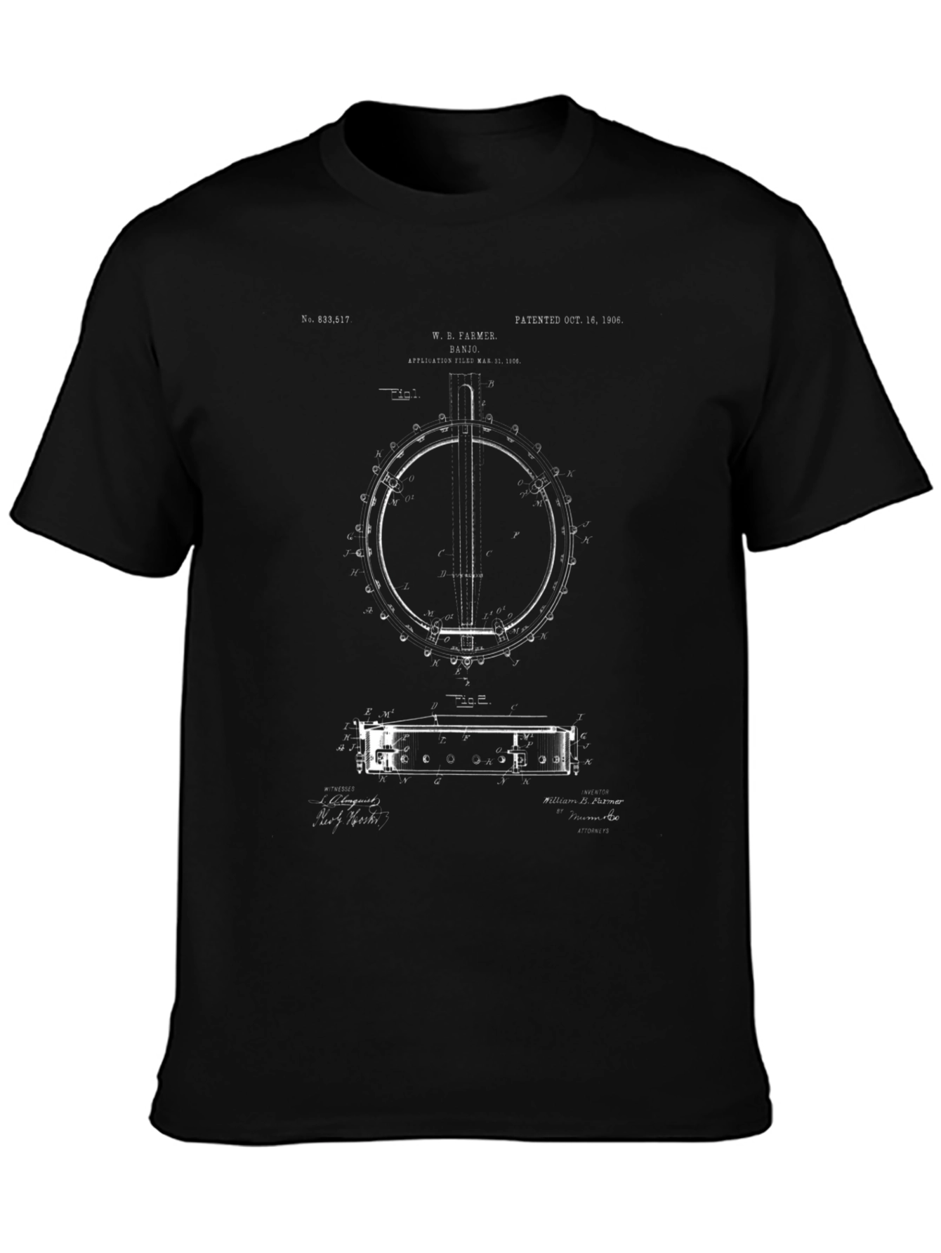 Banjo Patent Black T-Shirt