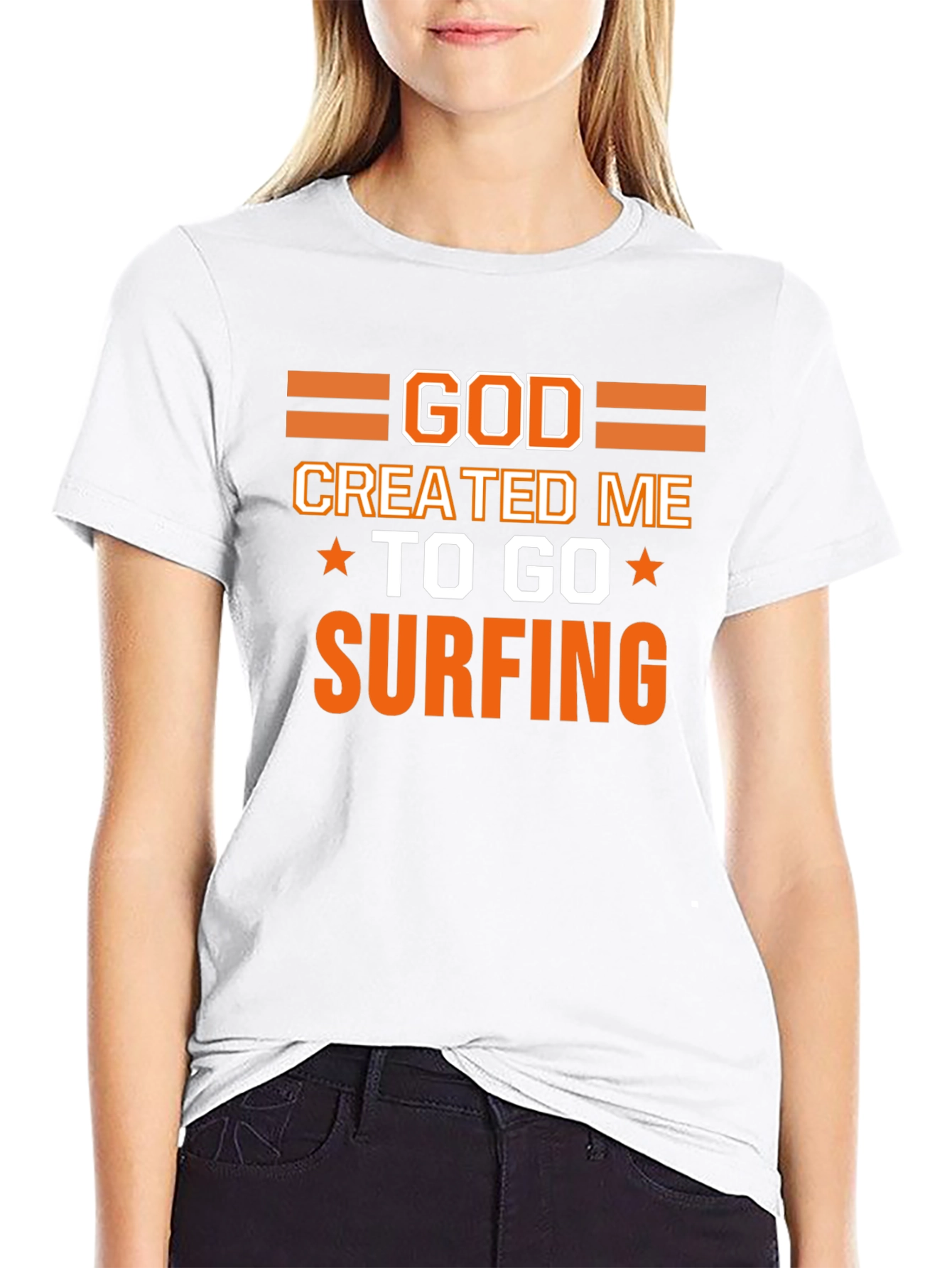 God Created Me to Go Surfing Graphic T-Shirt