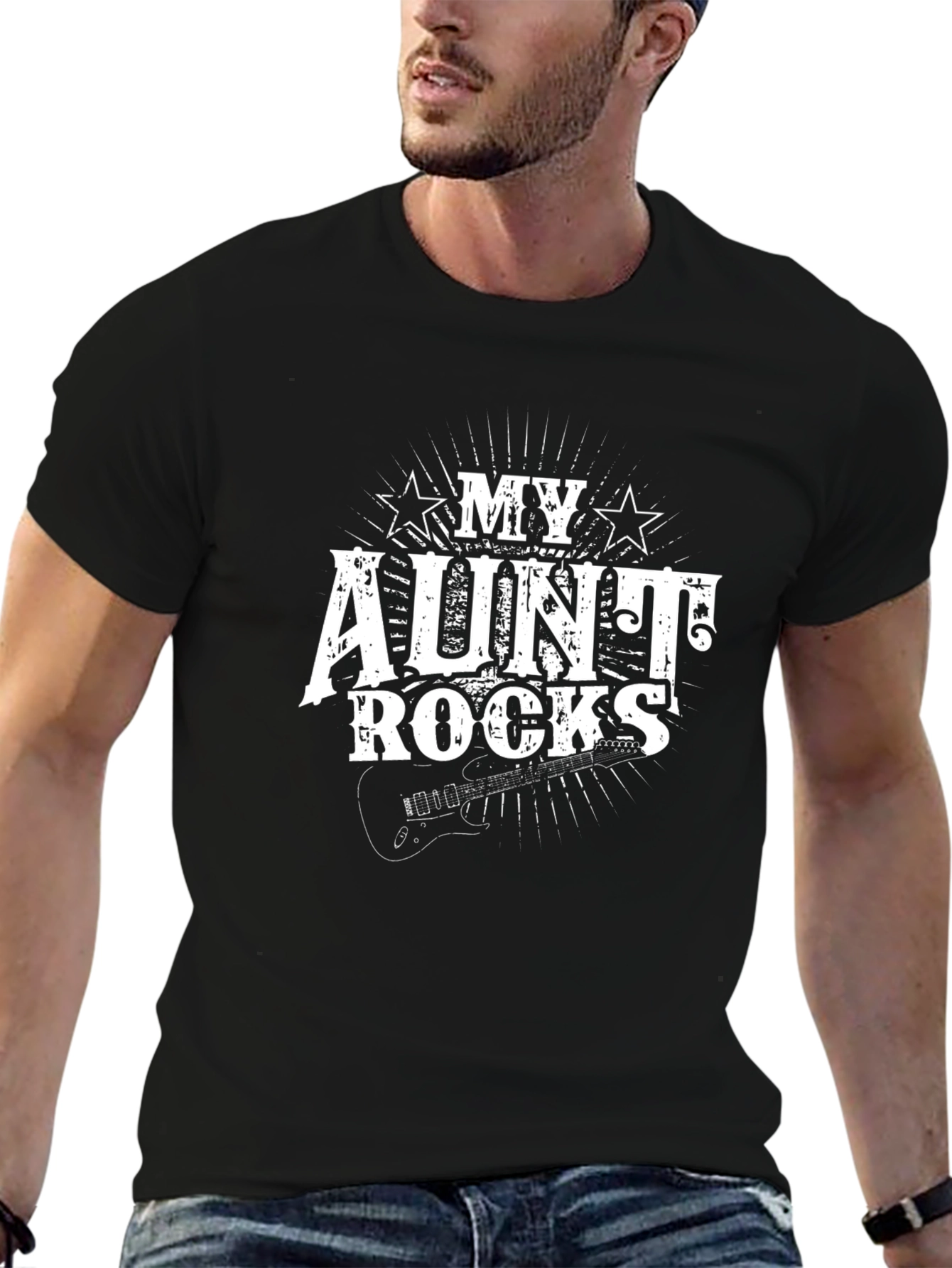 My Aunt Rocks Graphic Tee - Black Cotton T-Shirt