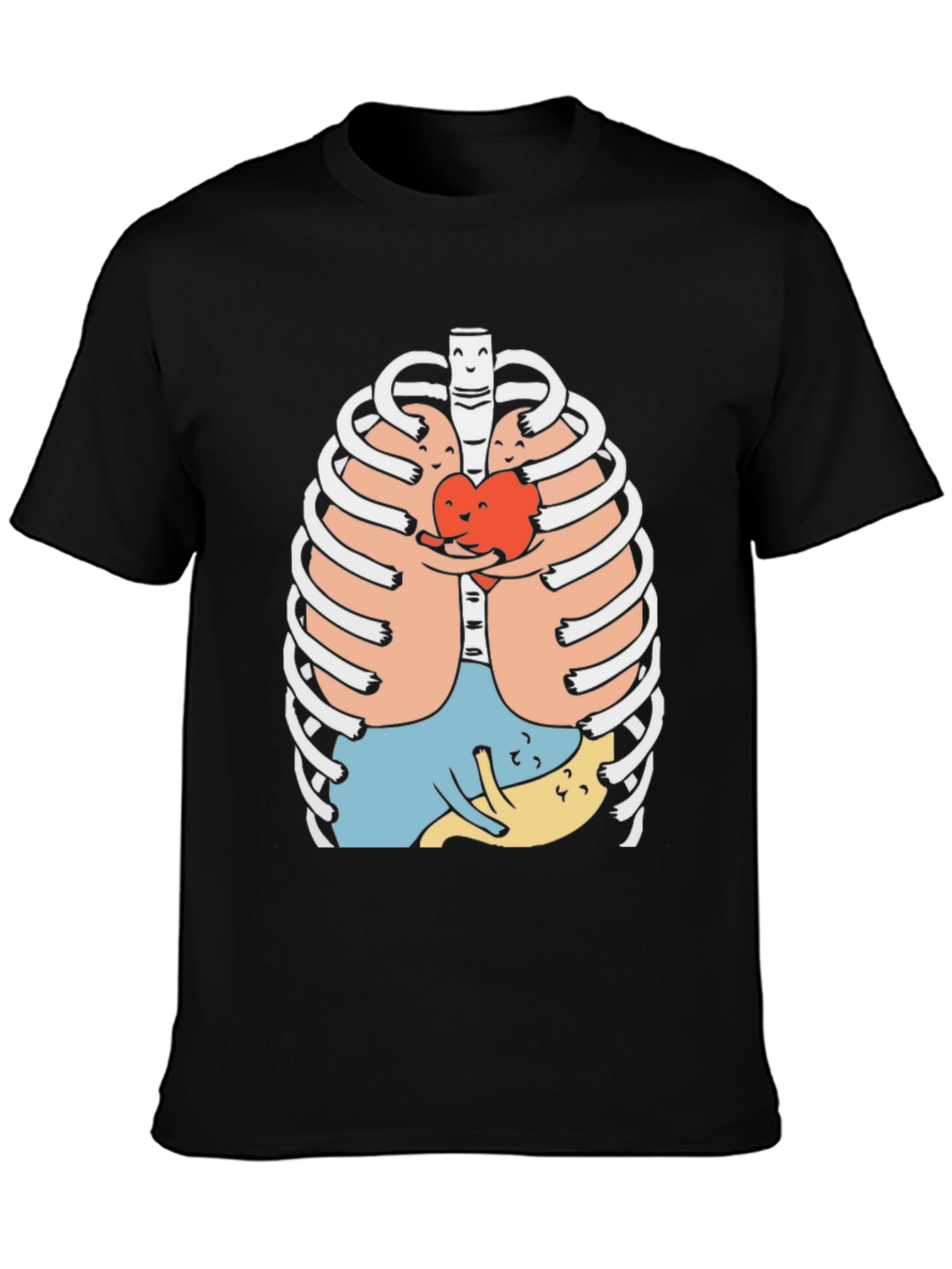Heart Hug Rib Cage Graphic Tee - Black